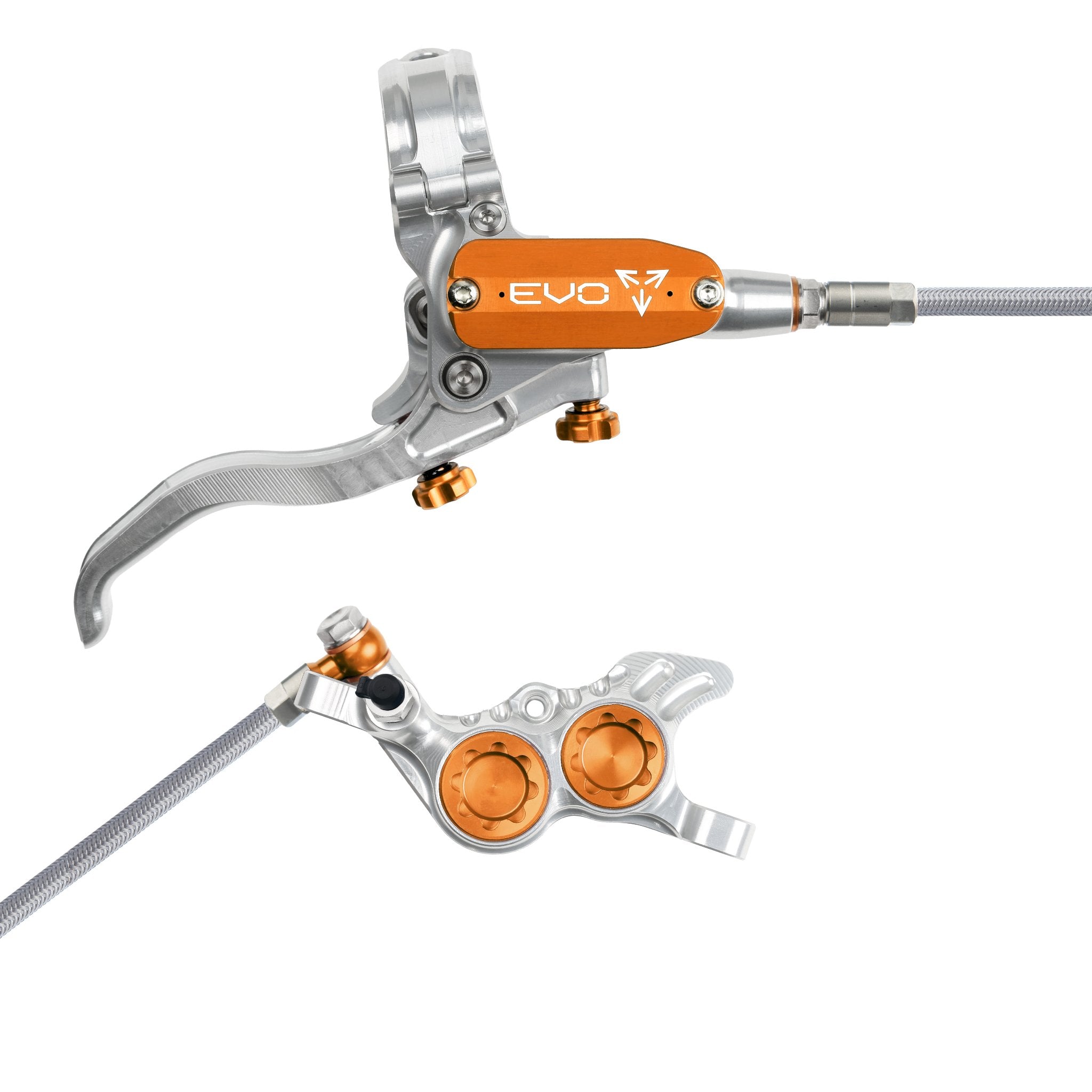 Hope EVO GR4 Disc Brake Silver/Orange / Right Hand / Braided