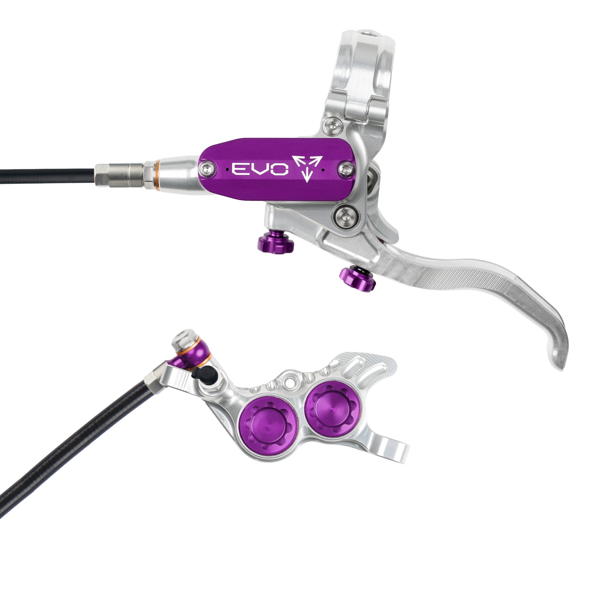 Hope EVO GR4 Disc Brake Silver/Purple / Left Hand / Black Hose
