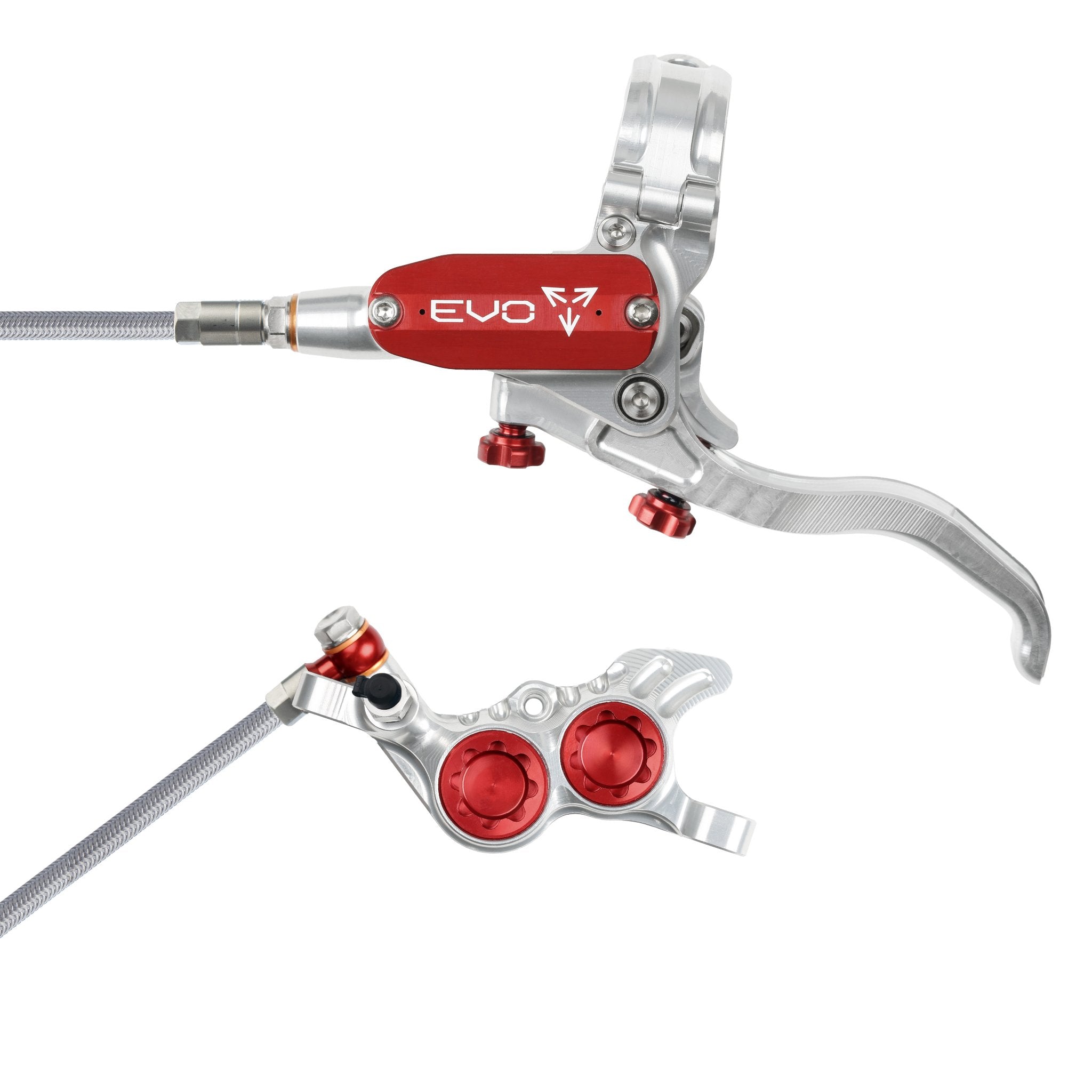Hope EVO GR4 Disc Brake Silver/Red / Left Hand / Braided