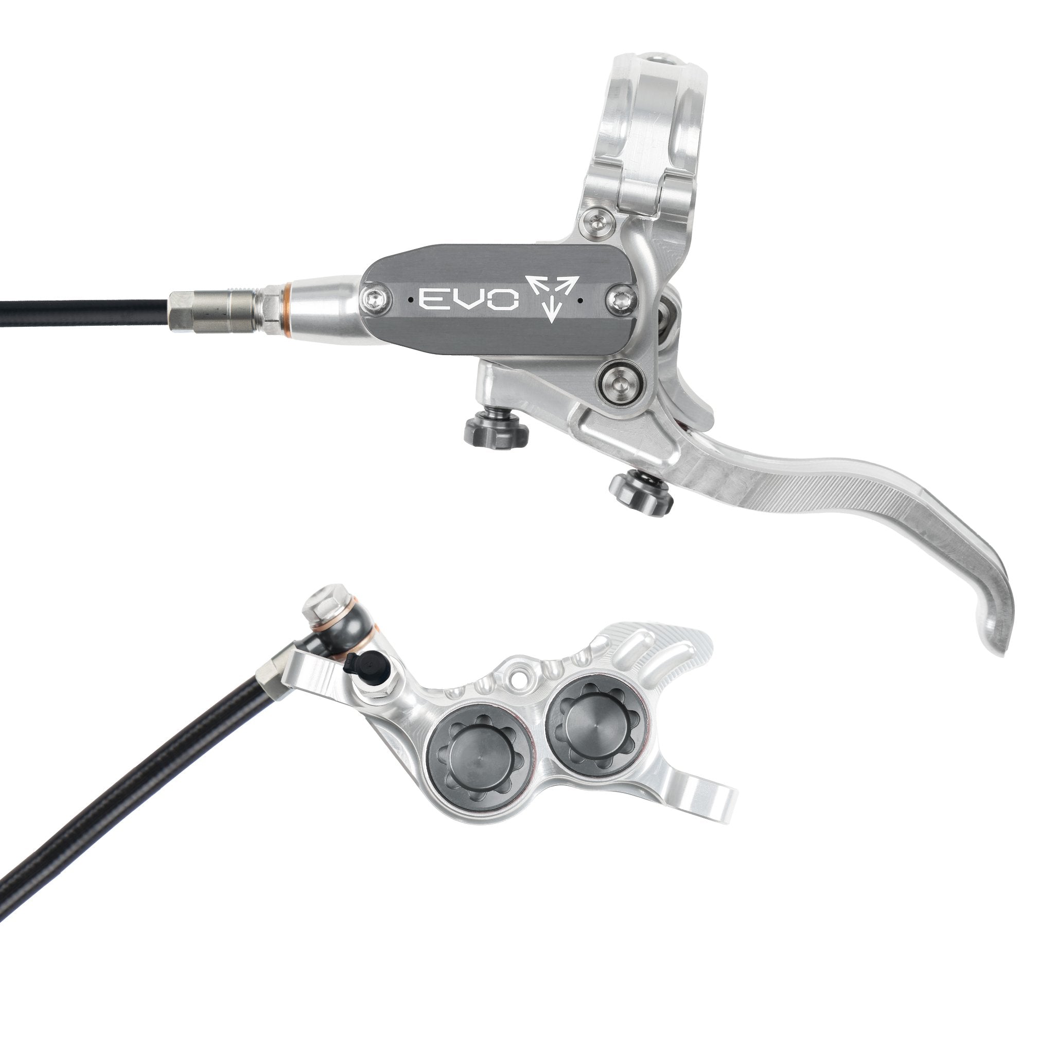 Hope EVO GR4 Disc Brake Silver/Smoke / Left Hand / Black Hose