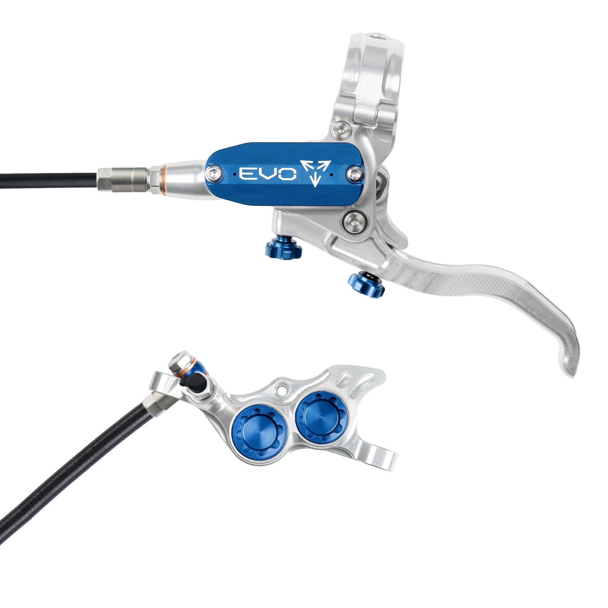 Hope EVO TR4 Disc Brake Silver/Blue / Left Hand / Black Hose
