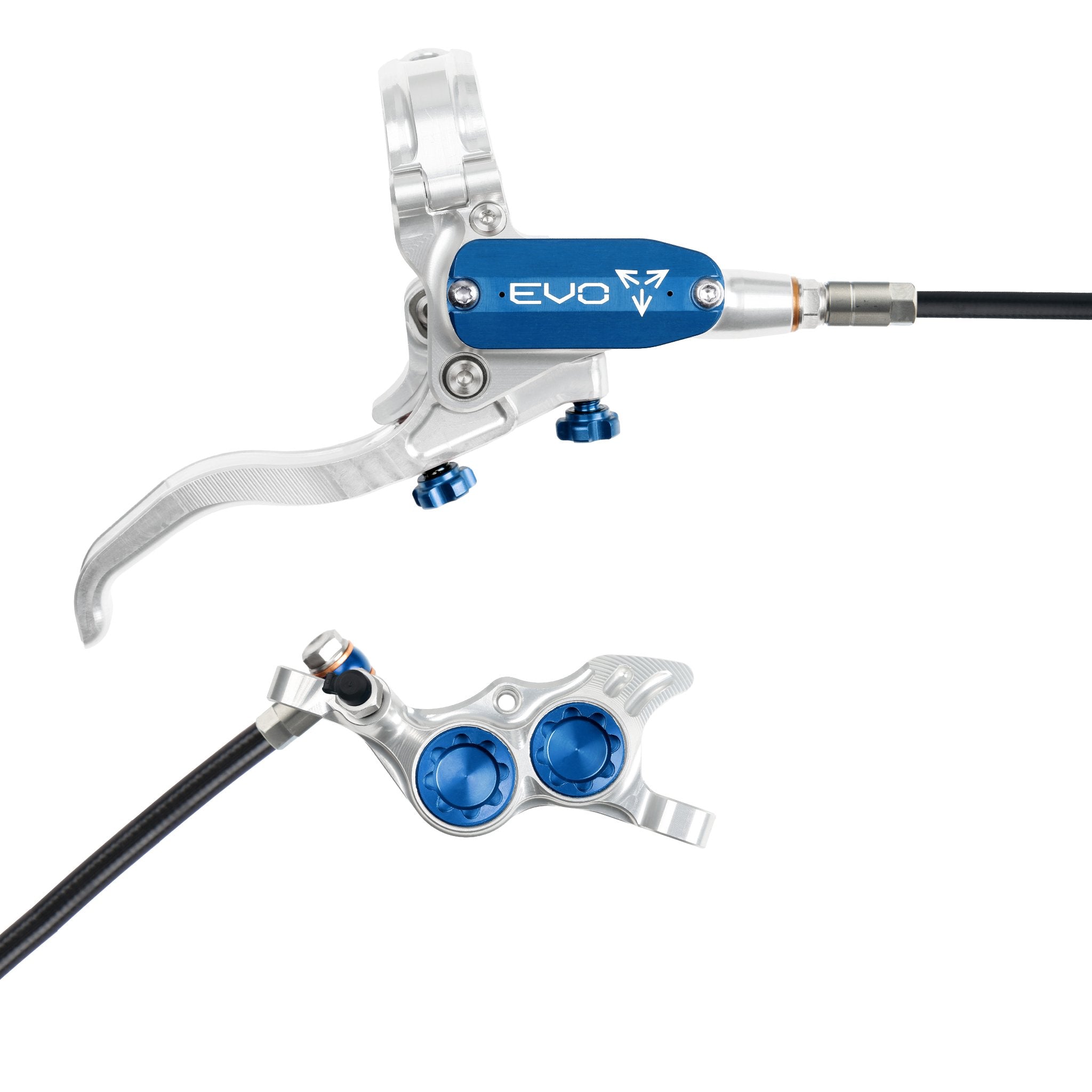 Hope EVO TR4 Disc Brake Silver/Blue / Right Hand / Black Hose