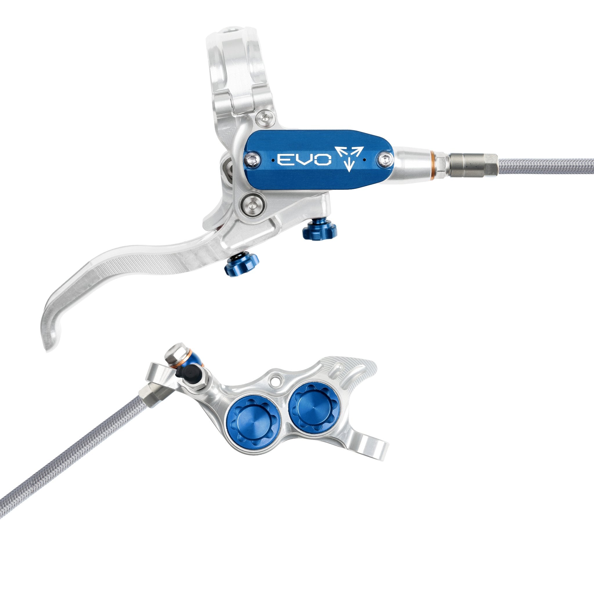 Hope EVO TR4 Disc Brake Silver/Blue / Right Hand / Braided