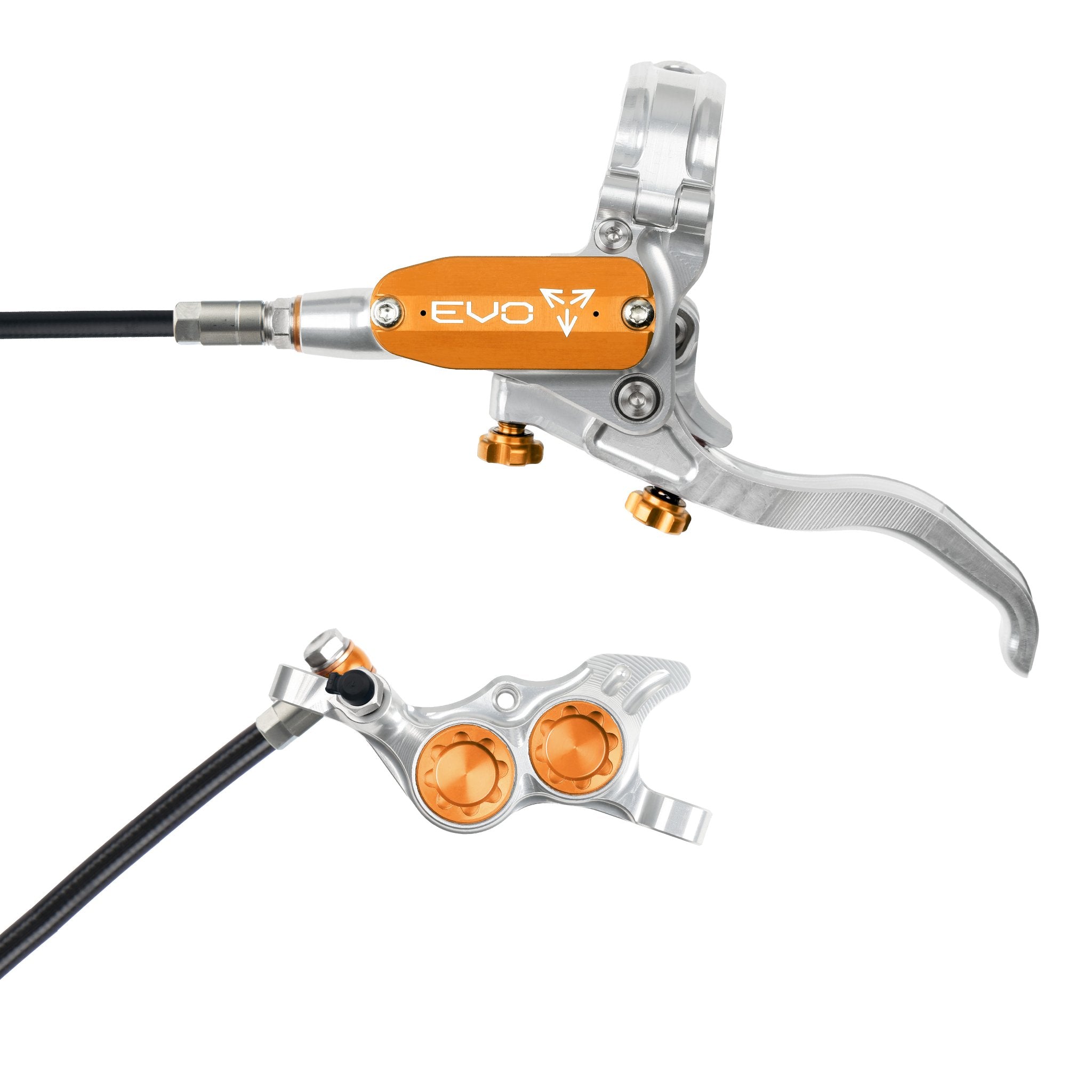 Hope EVO TR4 Disc Brake Silver/Orange / Left Hand / Black Hose