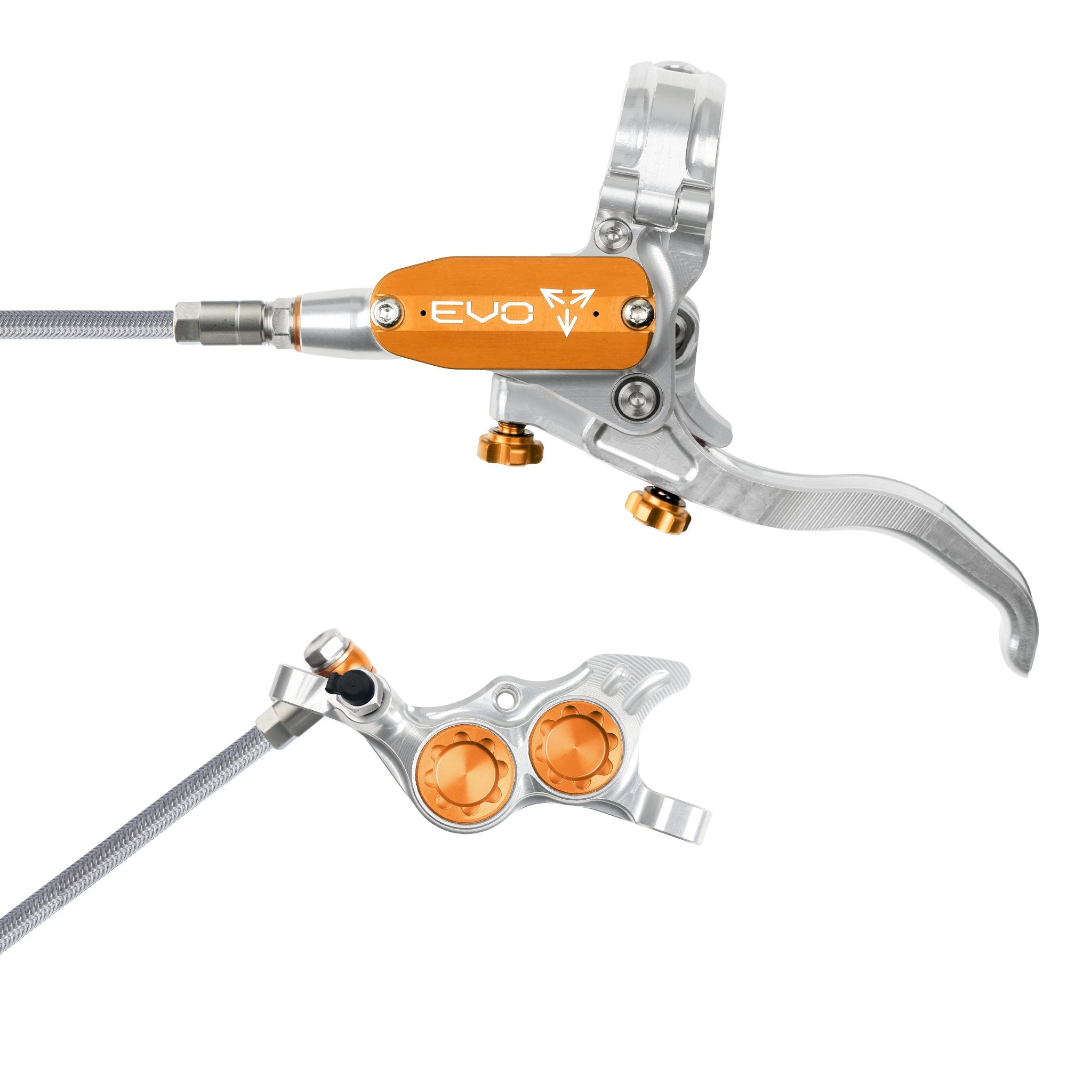 Hope EVO TR4 Disc Brake Silver/Orange / Left Hand / Braided