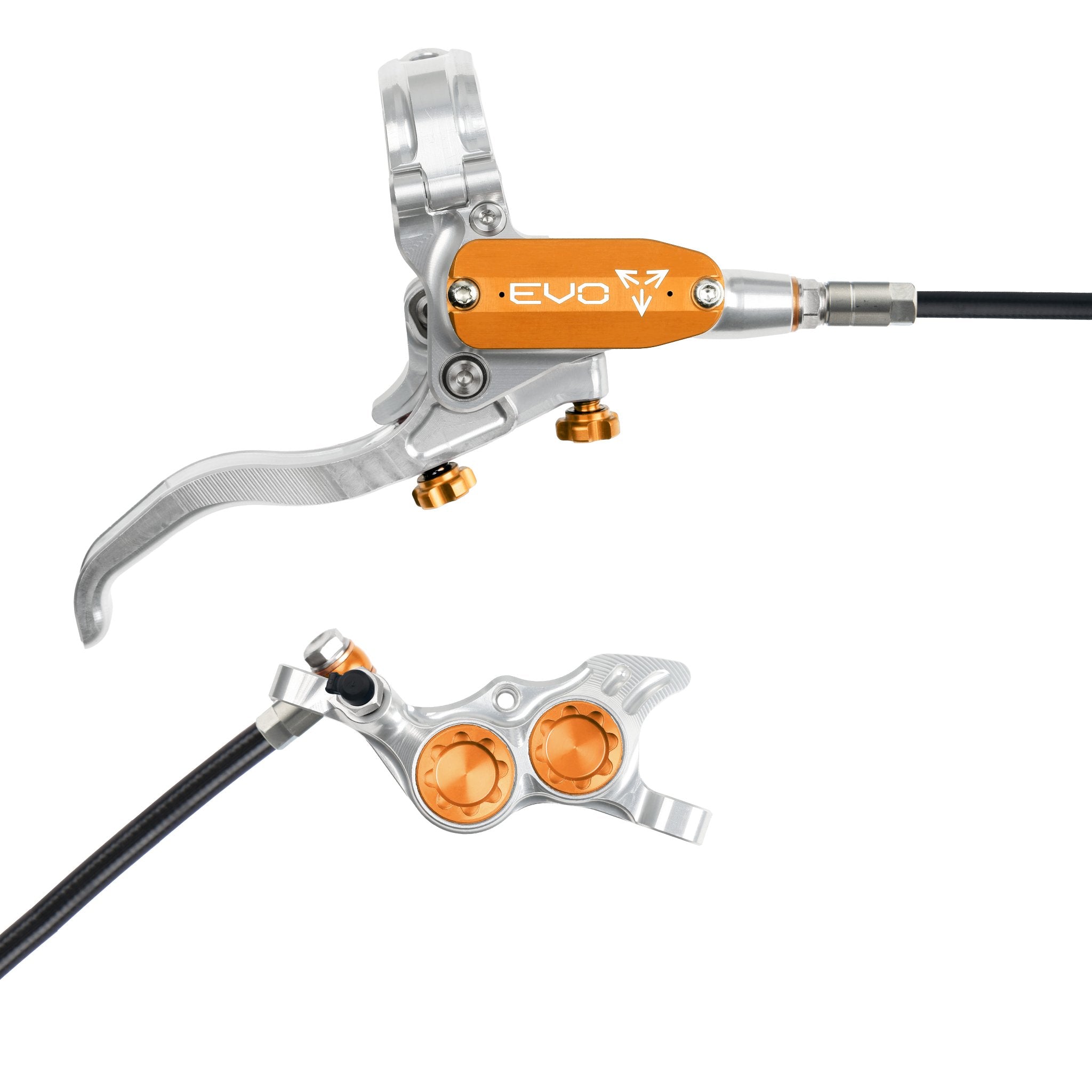 Hope EVO TR4 Disc Brake Silver/Orange / Right Hand / Black Hose