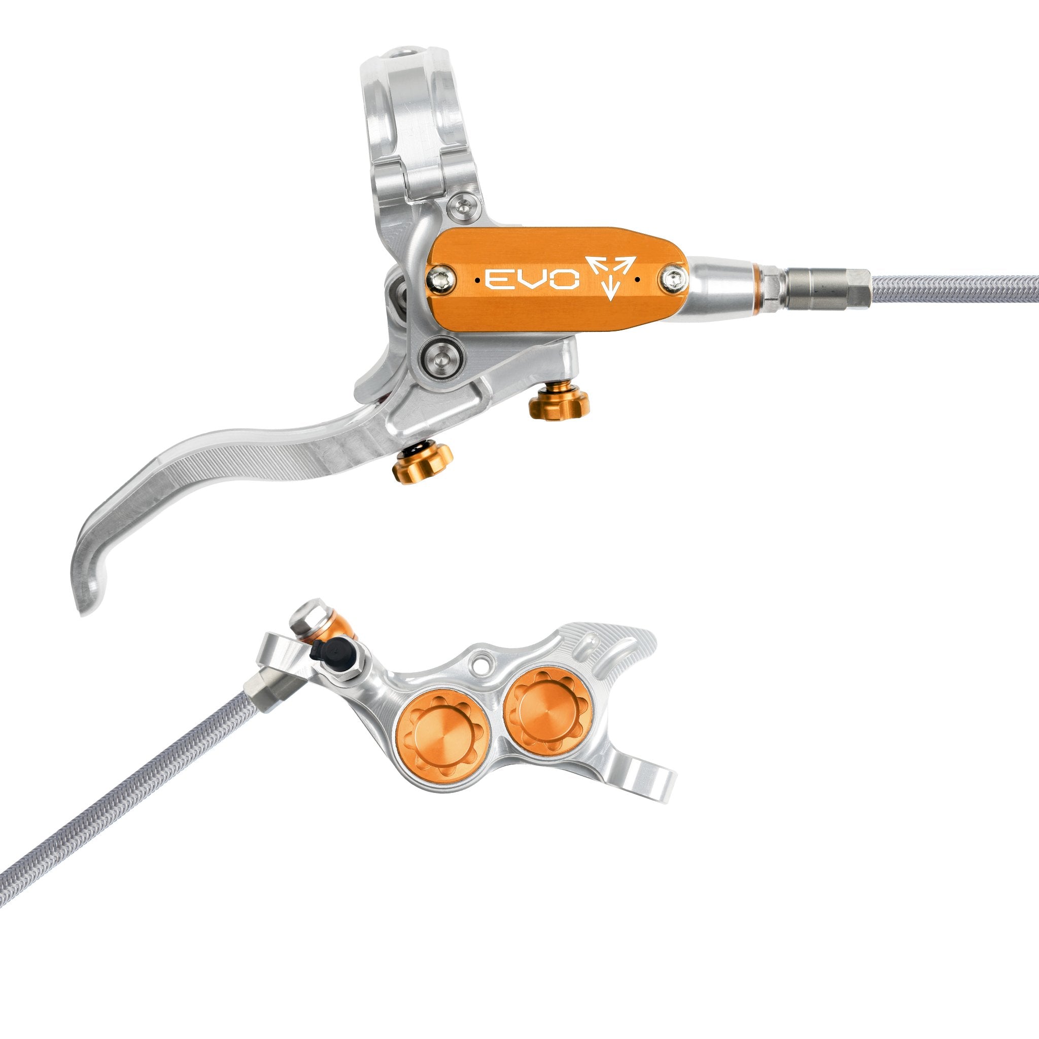 Hope EVO TR4 Disc Brake Silver/Orange / Right Hand / Braided