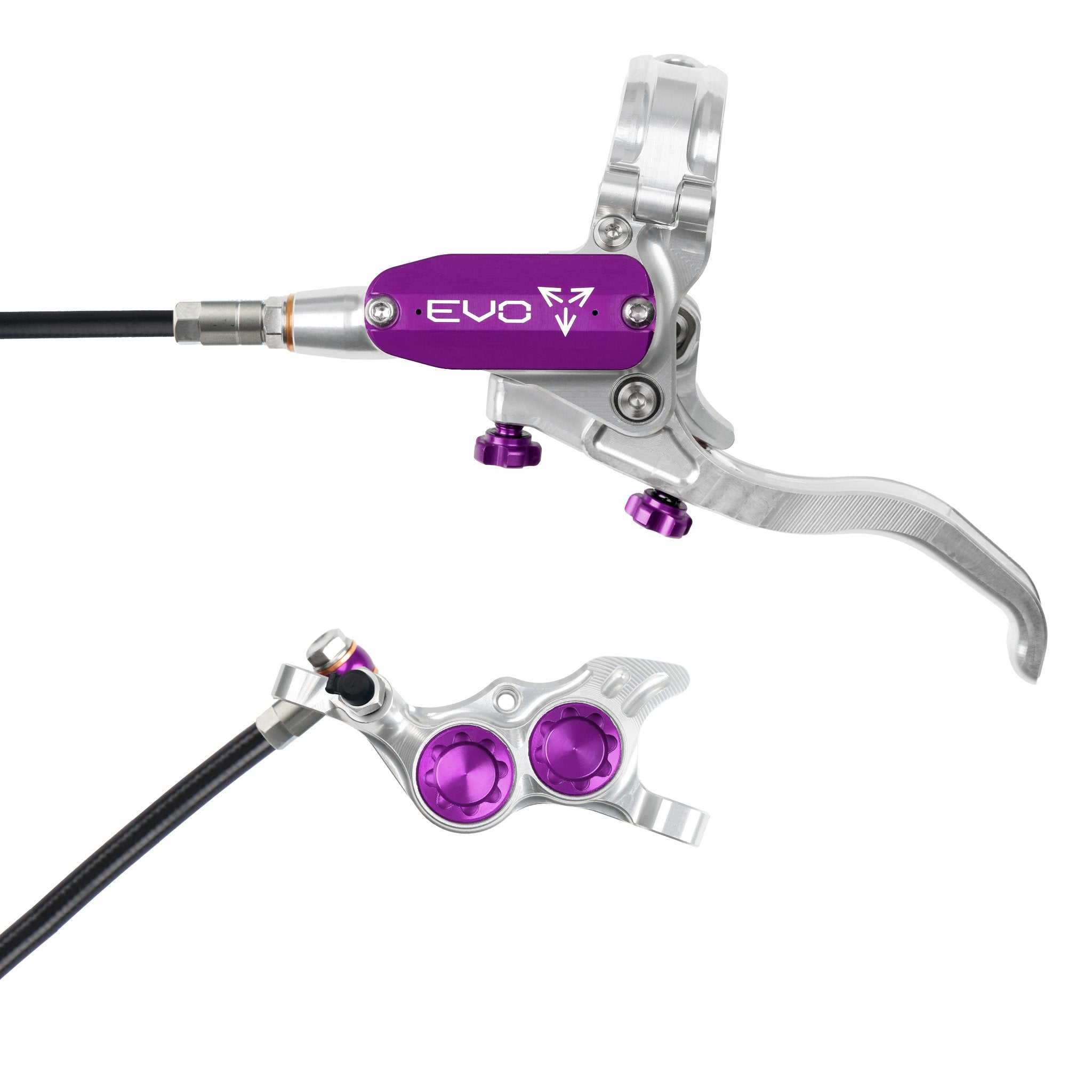 Hope EVO TR4 Disc Brake Silver/Purple / Left Hand / Black Hose