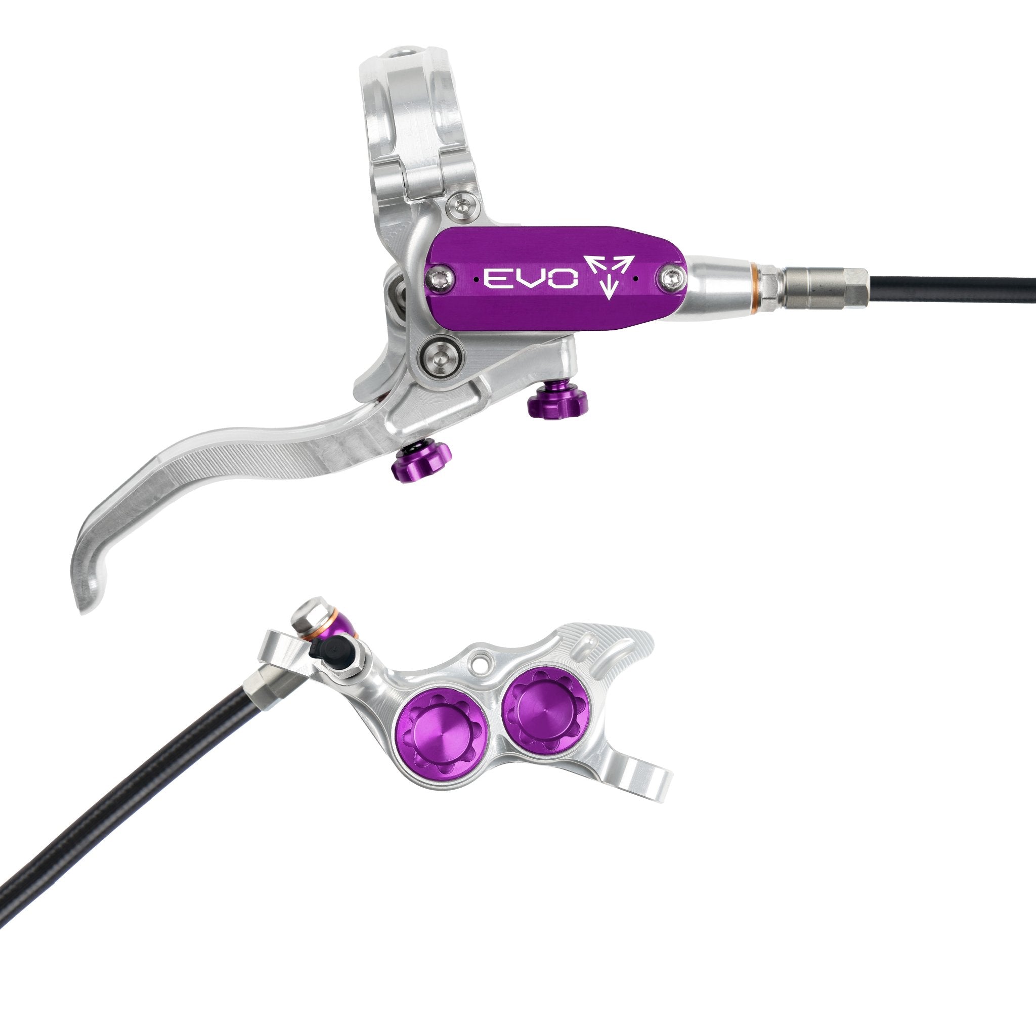 Hope EVO TR4 Disc Brake Silver/Purple / Right Hand / Black Hose