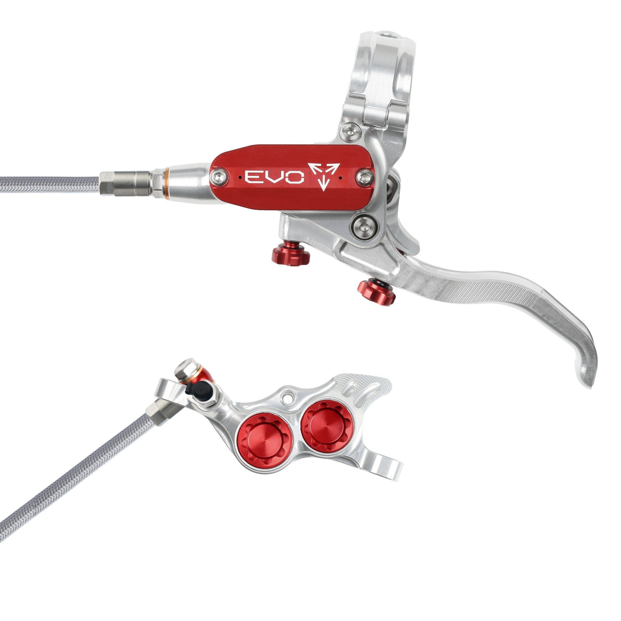 Hope EVO TR4 Disc Brake Silver/Red / Left Hand / Braided