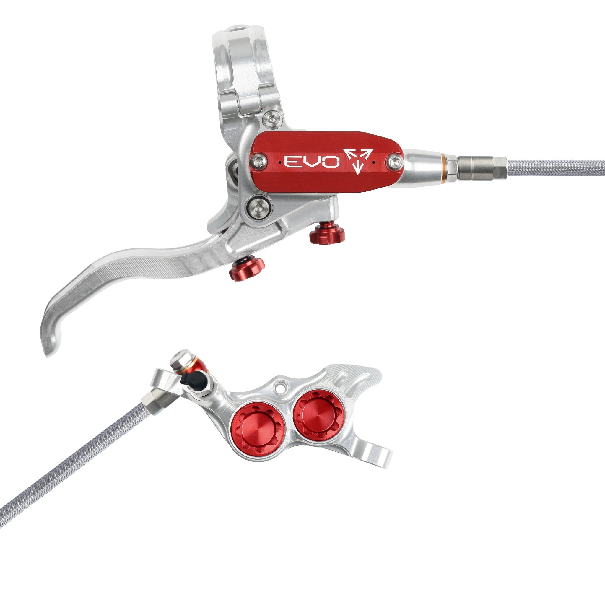 Hope EVO TR4 Disc Brake Silver/Red / Right Hand / Braided