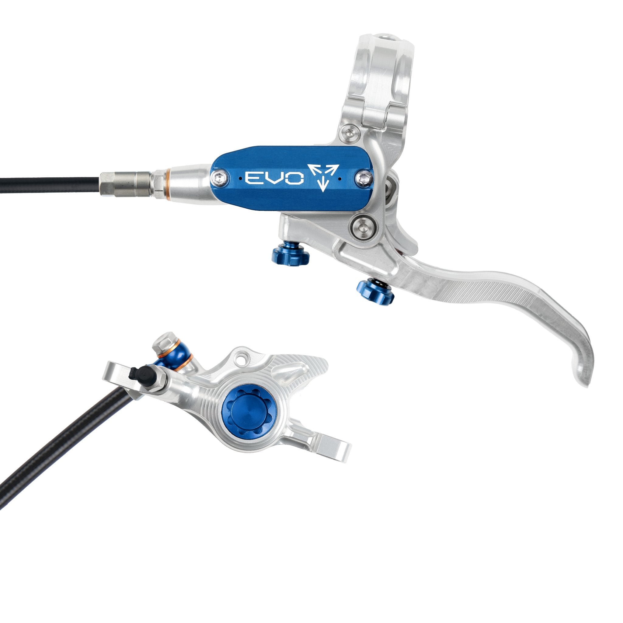 Hope EVO X2 Disc Brake Silver/Blue / Left Hand / Black Hose