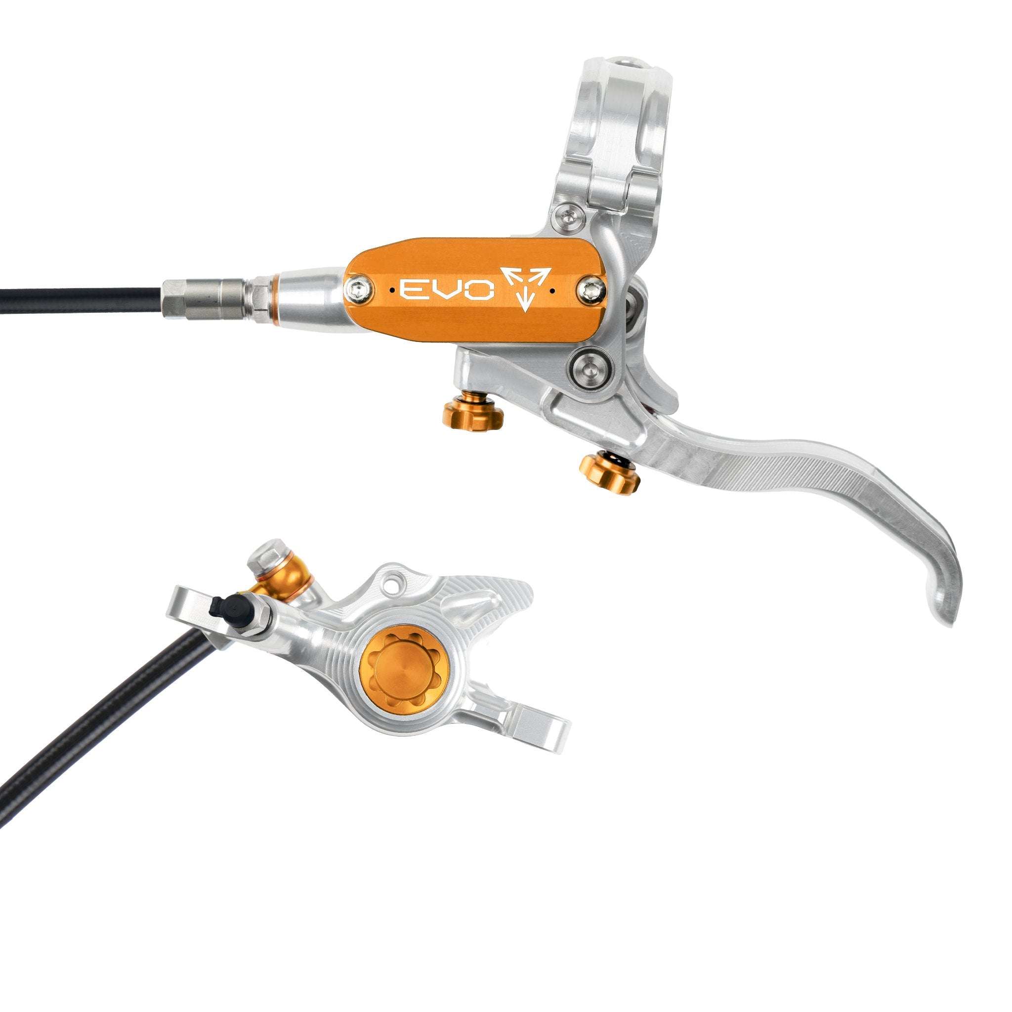 Hope EVO X2 Disc Brake Silver/Orange / Left Hand / Black Hose