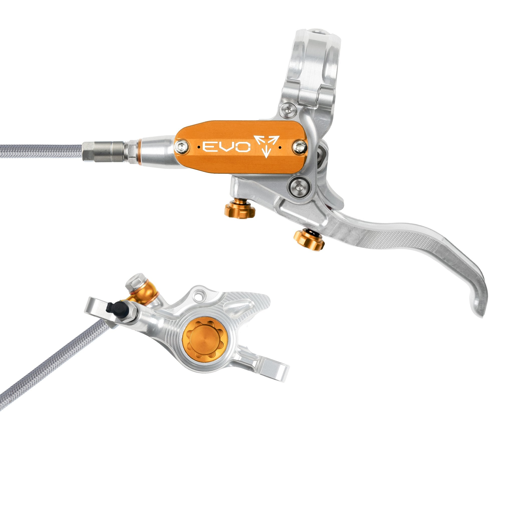 Hope EVO X2 Disc Brake Silver/Orange / Left Hand / Braided