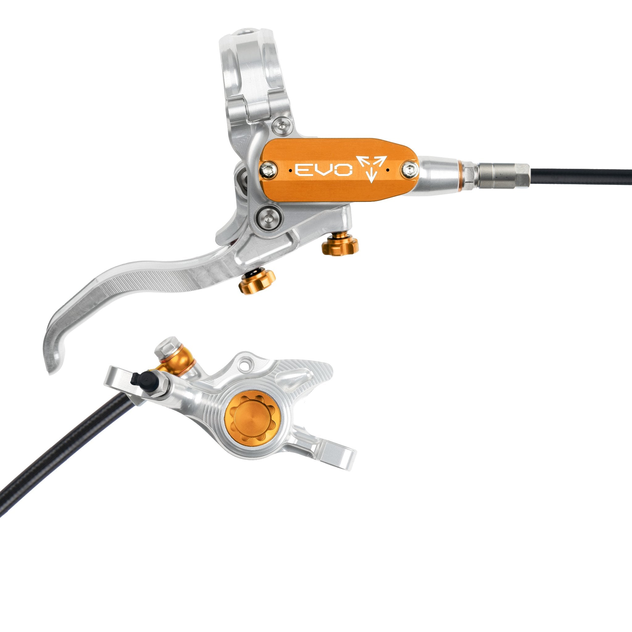 Hope EVO X2 Disc Brake Silver/Orange / Right Hand / Black Hose