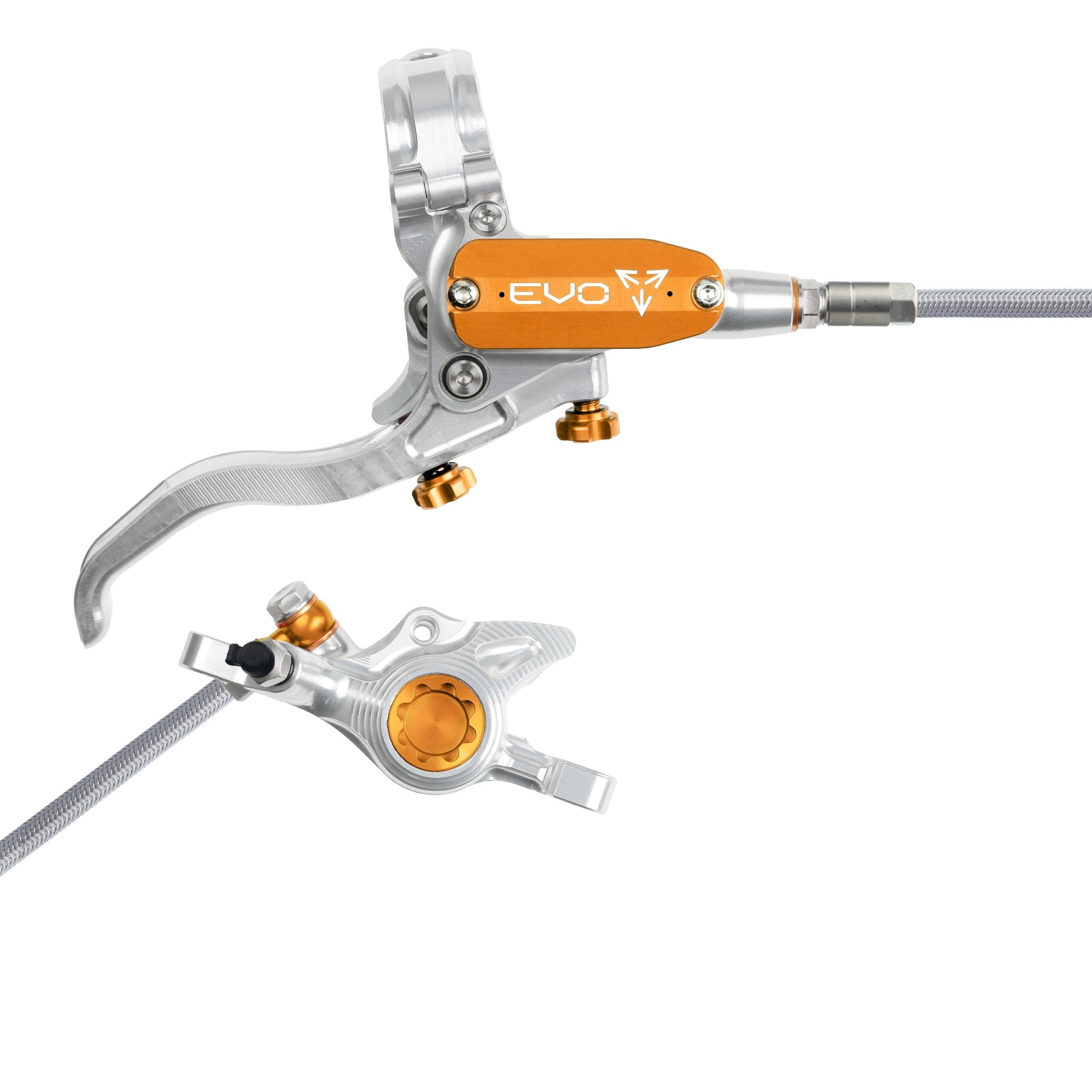 Hope EVO X2 Disc Brake Silver/Orange / Right Hand / Braided
