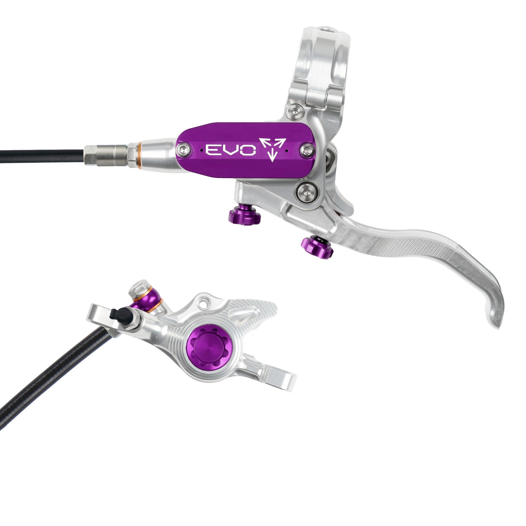 Hope EVO X2 Disc Brake Silver/Purple / Left Hand / Black Hose