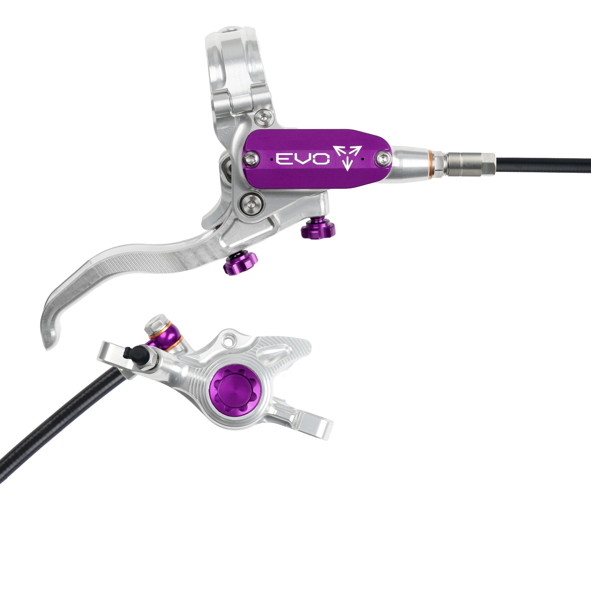 Hope EVO X2 Disc Brake Silver/Purple / Right Hand / Black Hose