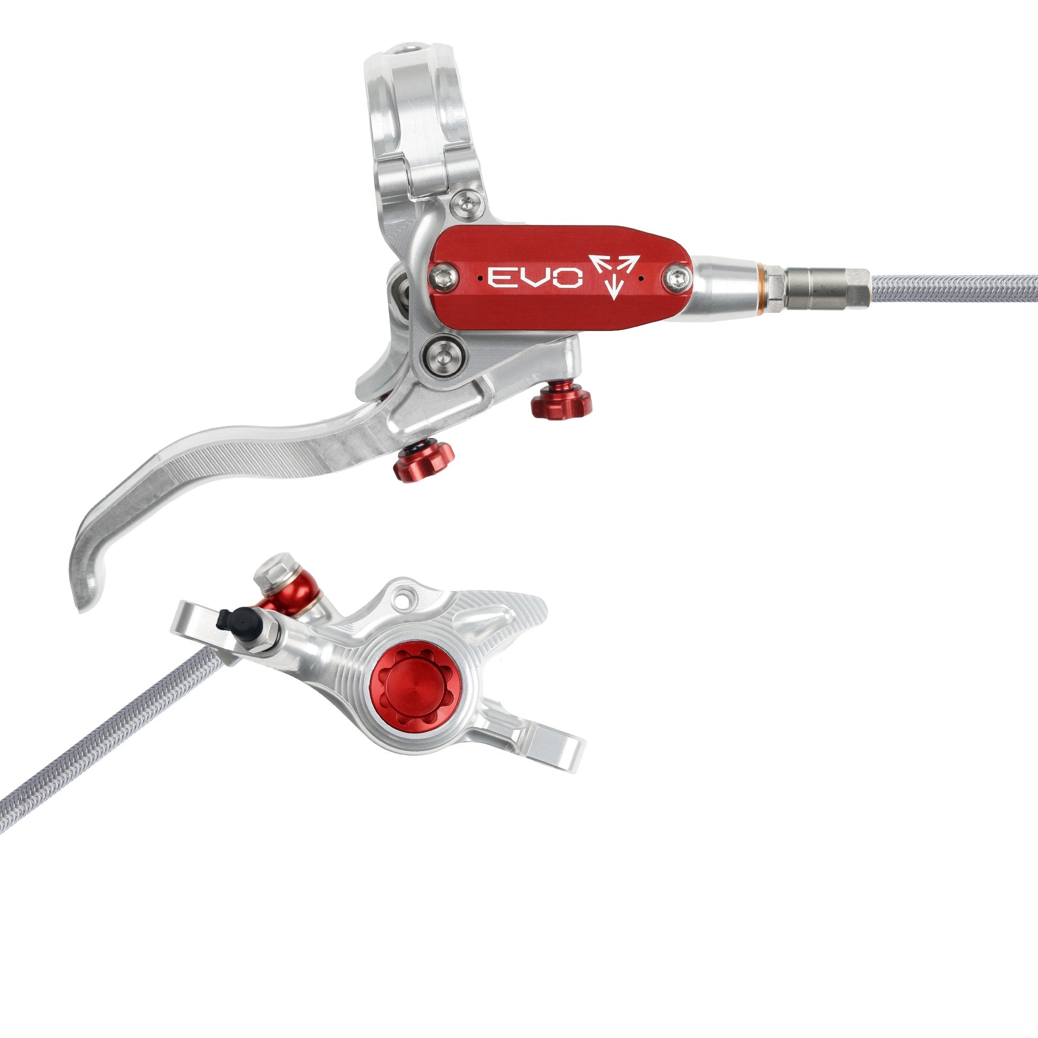 Hope EVO X2 Disc Brake Silver/Red / Right Hand / Braided