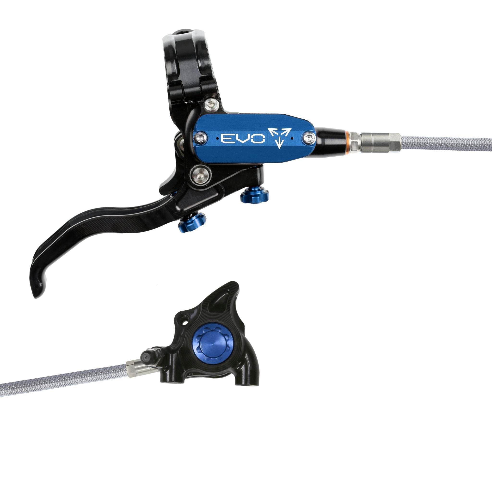 Hope EVO X2 Flat Mount Disc Brake Black/Blue / Right Hand / Braided