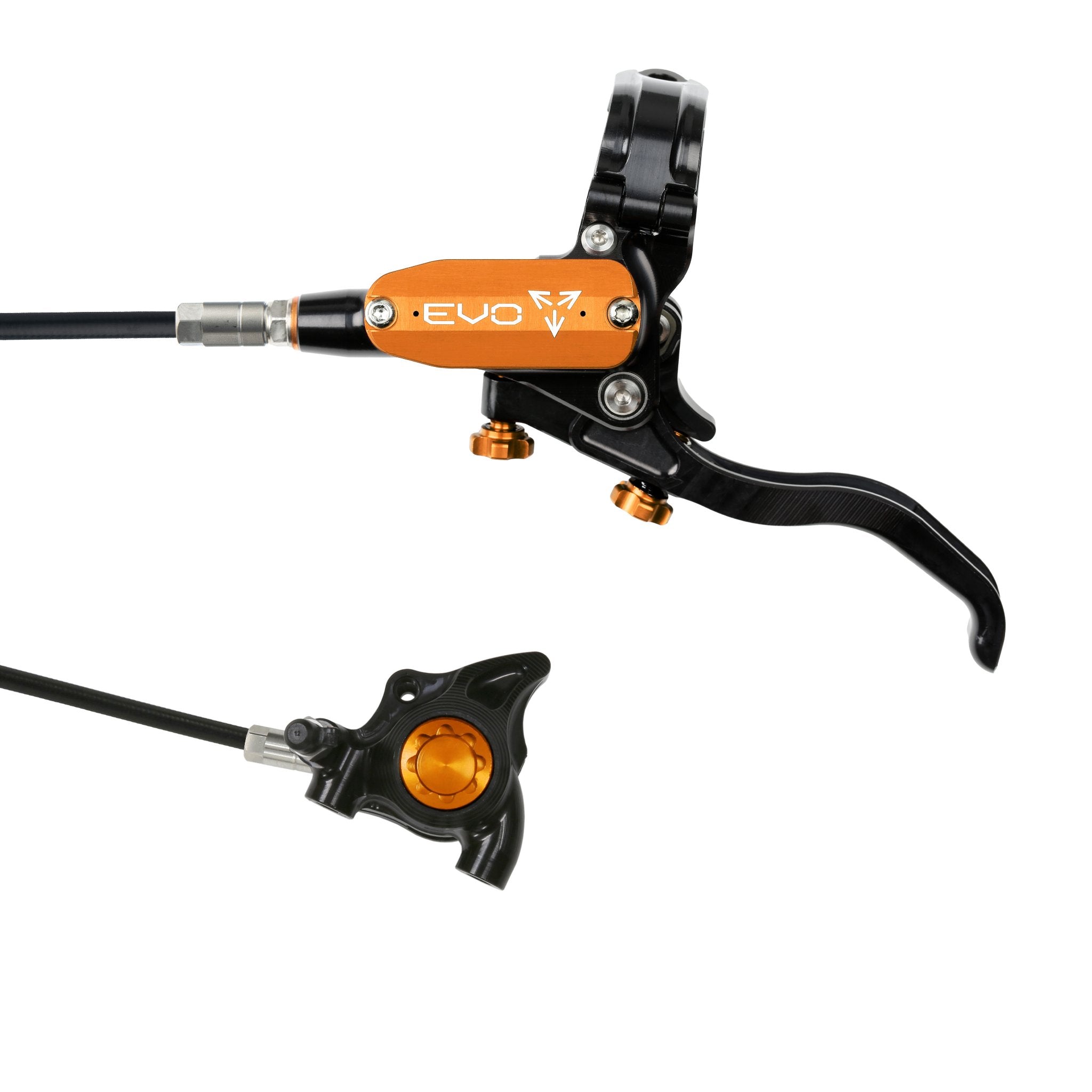 Hope EVO X2 Flat Mount Disc Brake Black/Orange / Left Hand / Black Hose