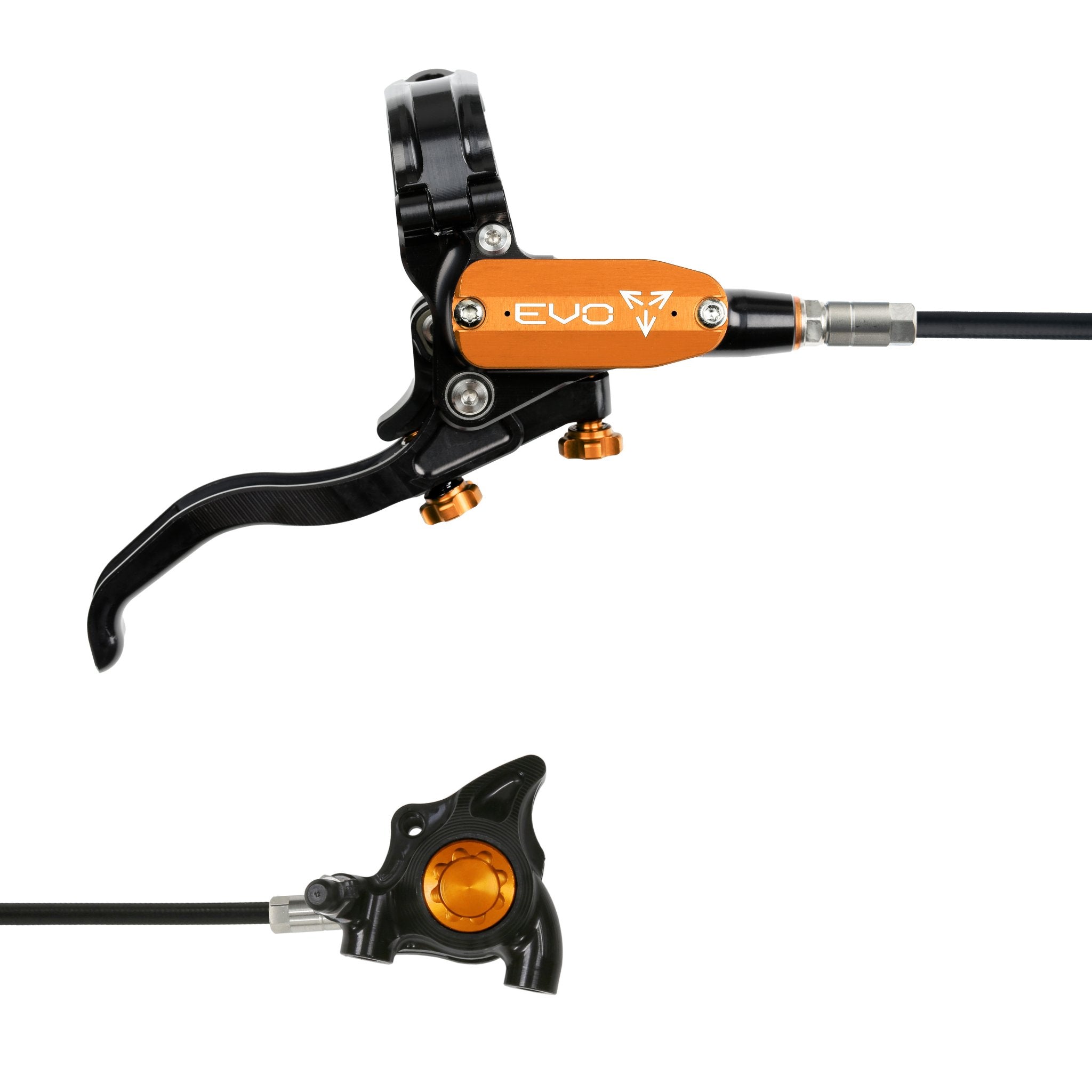 Hope EVO X2 Flat Mount Disc Brake Black/Orange / Right Hand / Black Hose