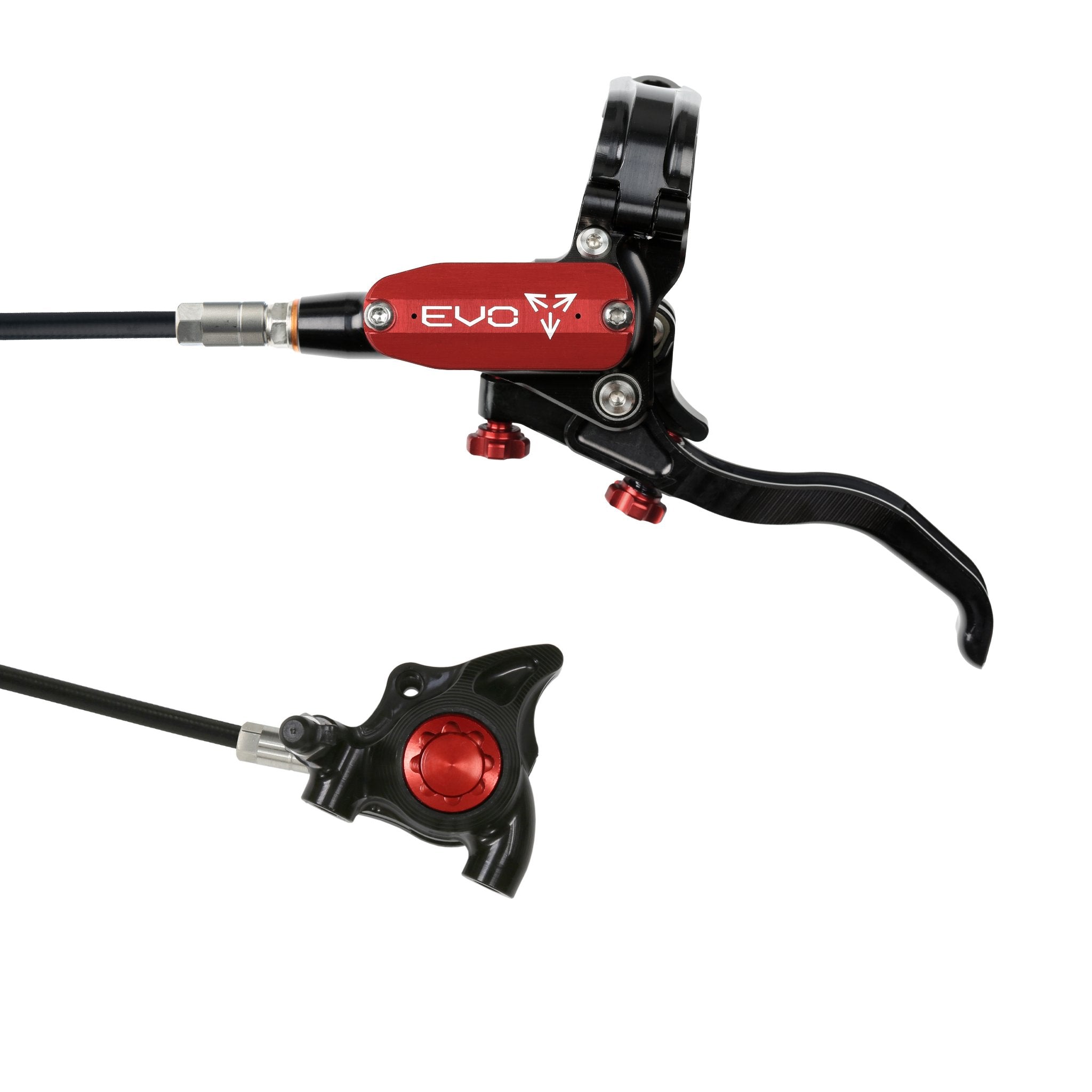 Hope EVO X2 Flat Mount Disc Brake Black/Red / Left Hand / Black Hose