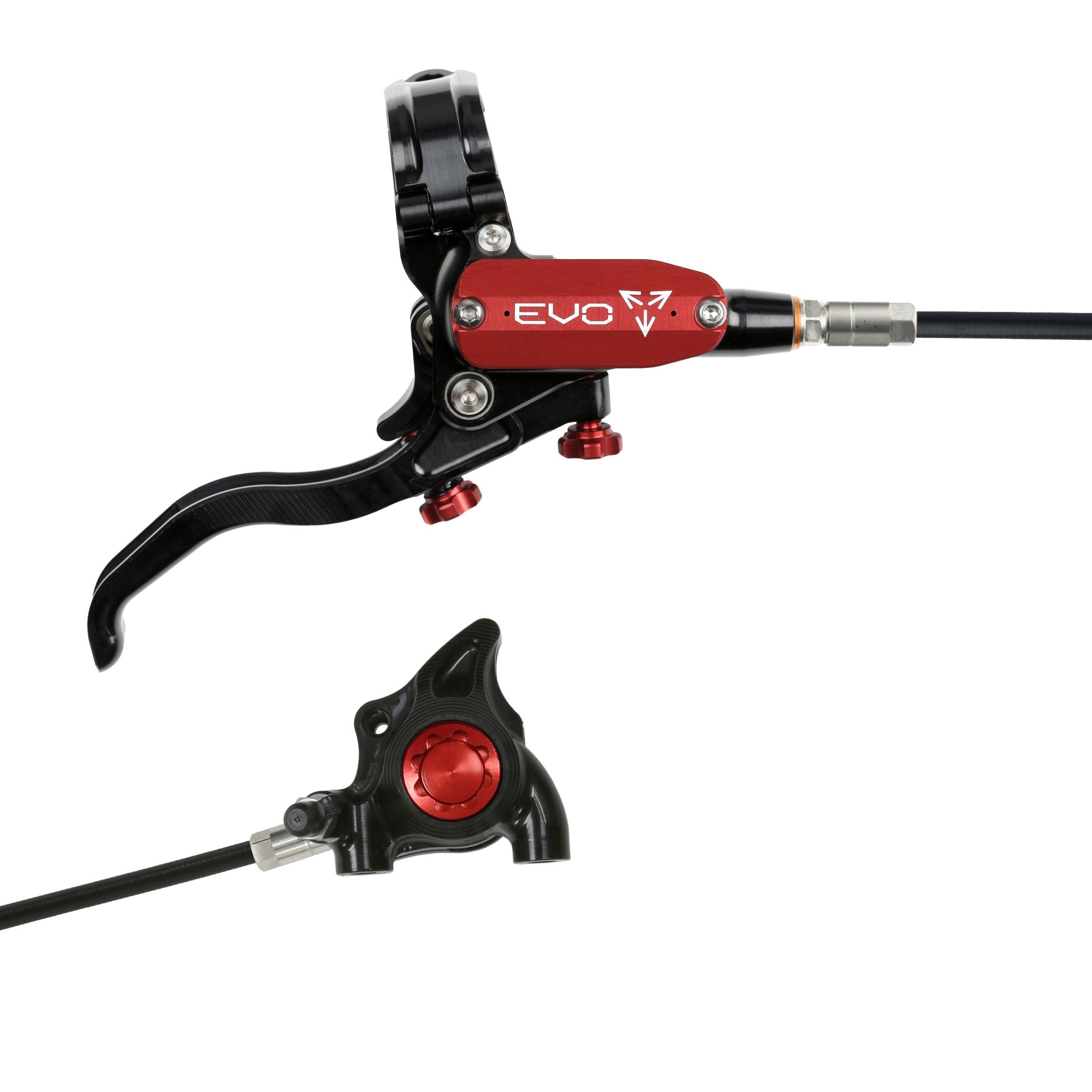 Hope EVO X2 Flat Mount Disc Brake Black/Red / Right Hand / Black Hose
