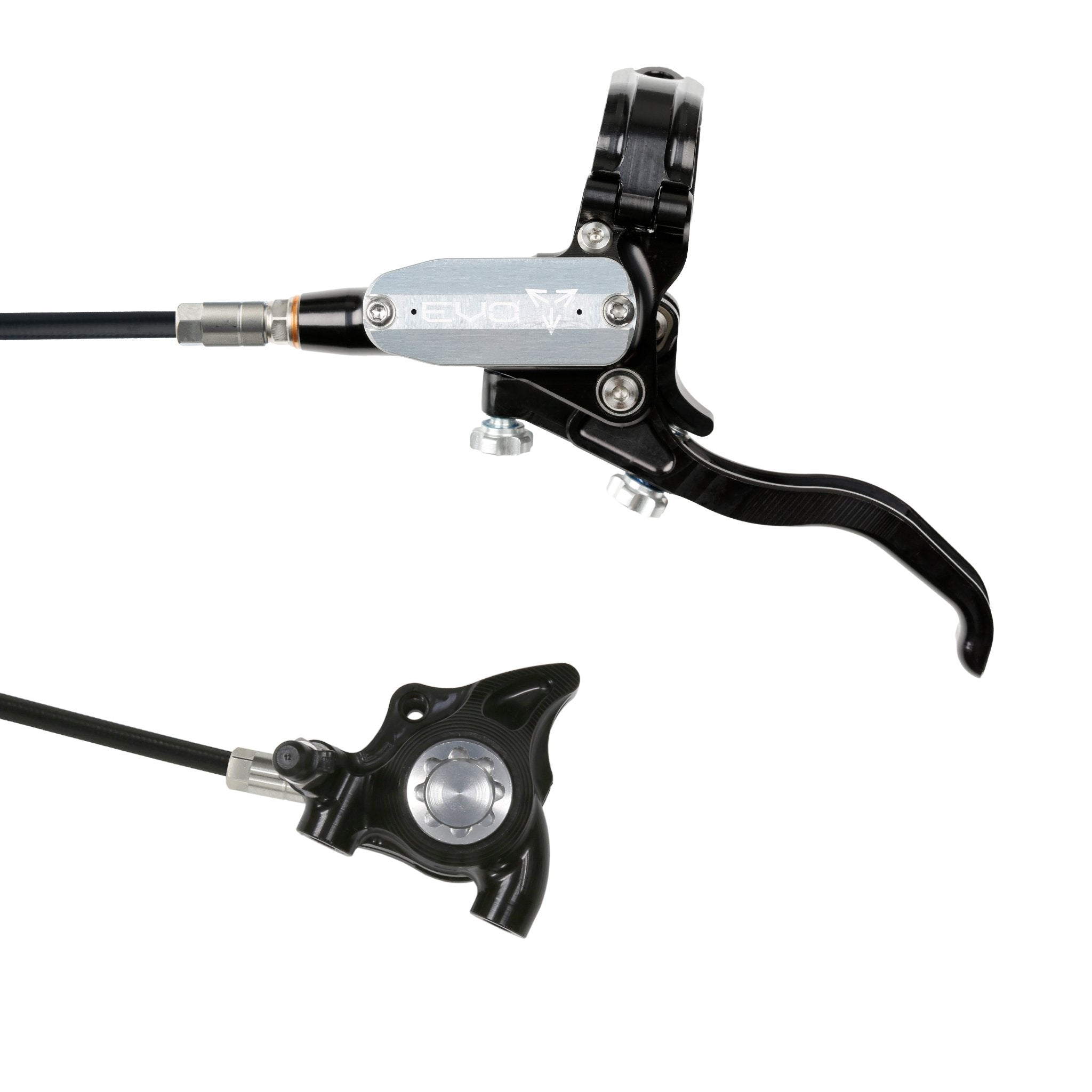 Hope EVO X2 Flat Mount Disc Brake Black/Silver / Left Hand / Black Hose