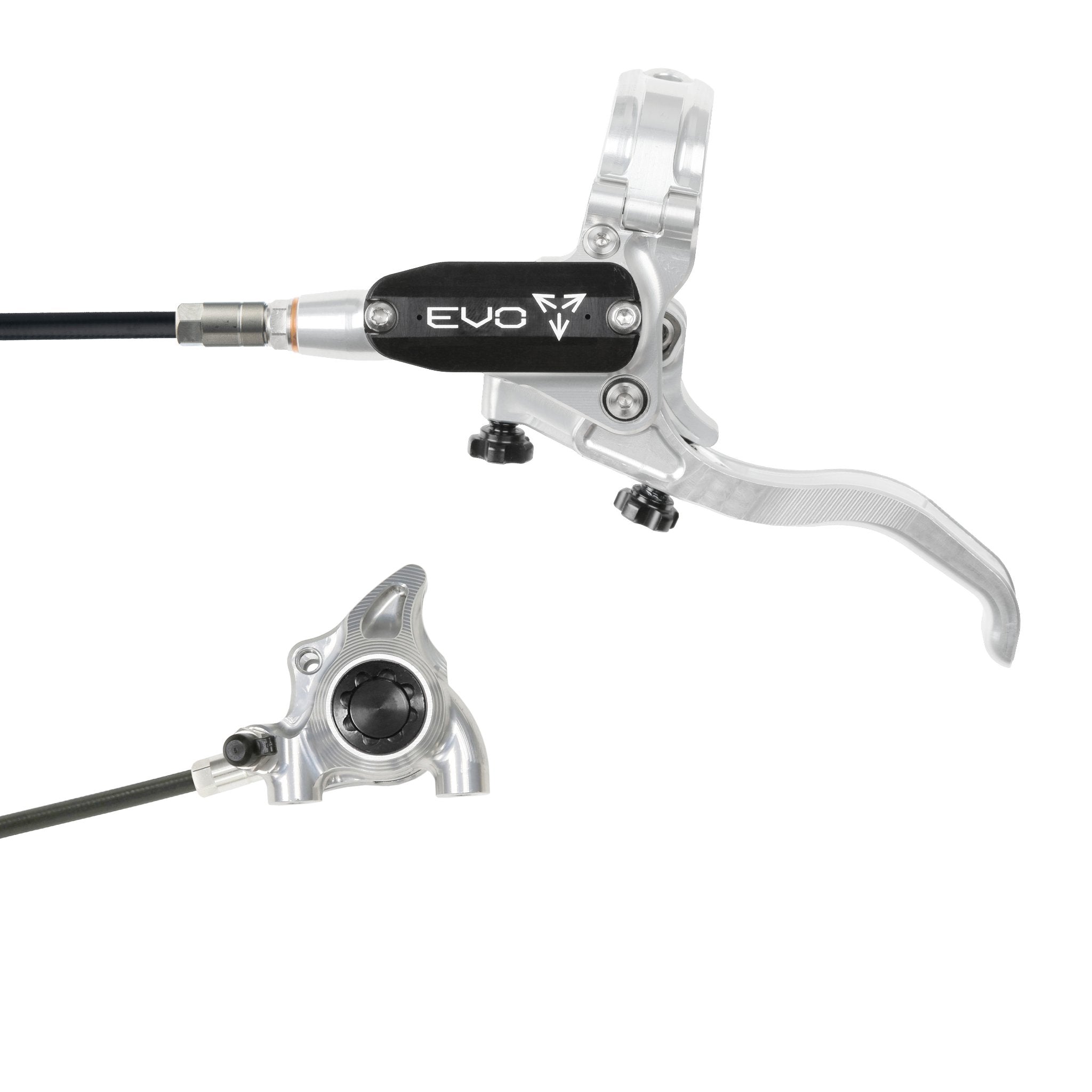 Hope EVO X2 Flat Mount Disc Brake Silver/Black / Left Hand / Black Hose