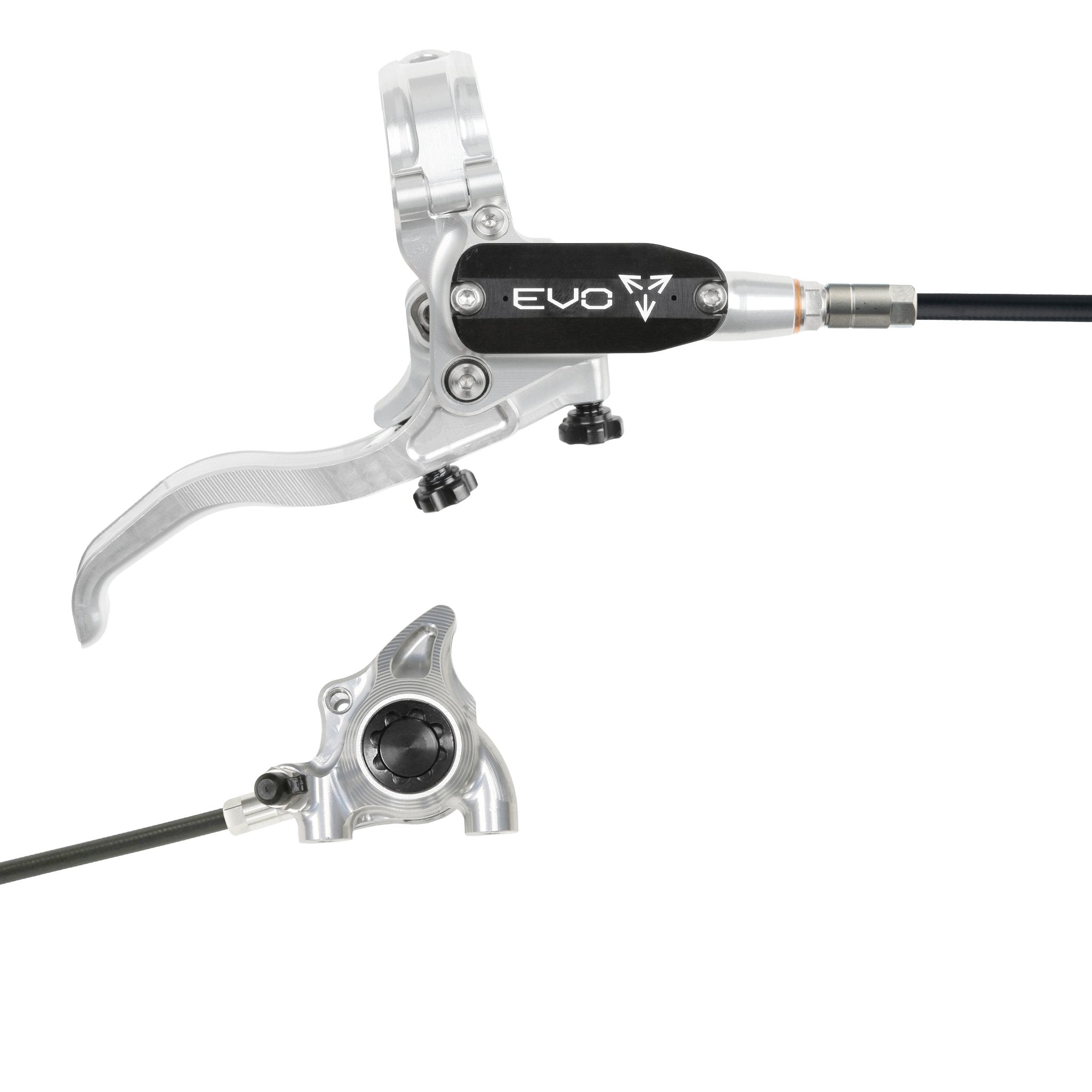 Hope EVO X2 Flat Mount Disc Brake Silver/Black / Right Hand / Black Hose