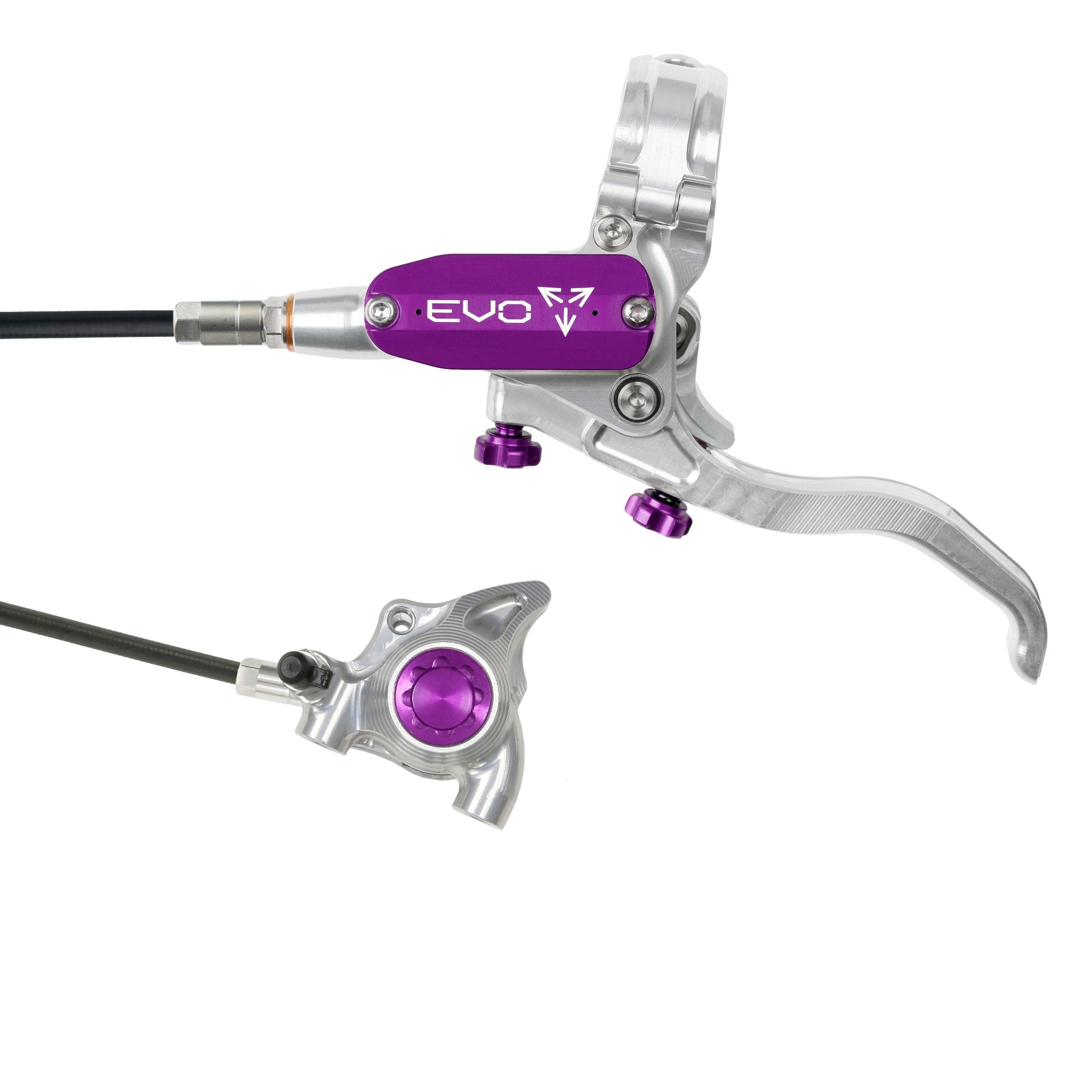 Hope EVO X2 Flat Mount Disc Brake Silver/Purple / Left Hand / Black Hose