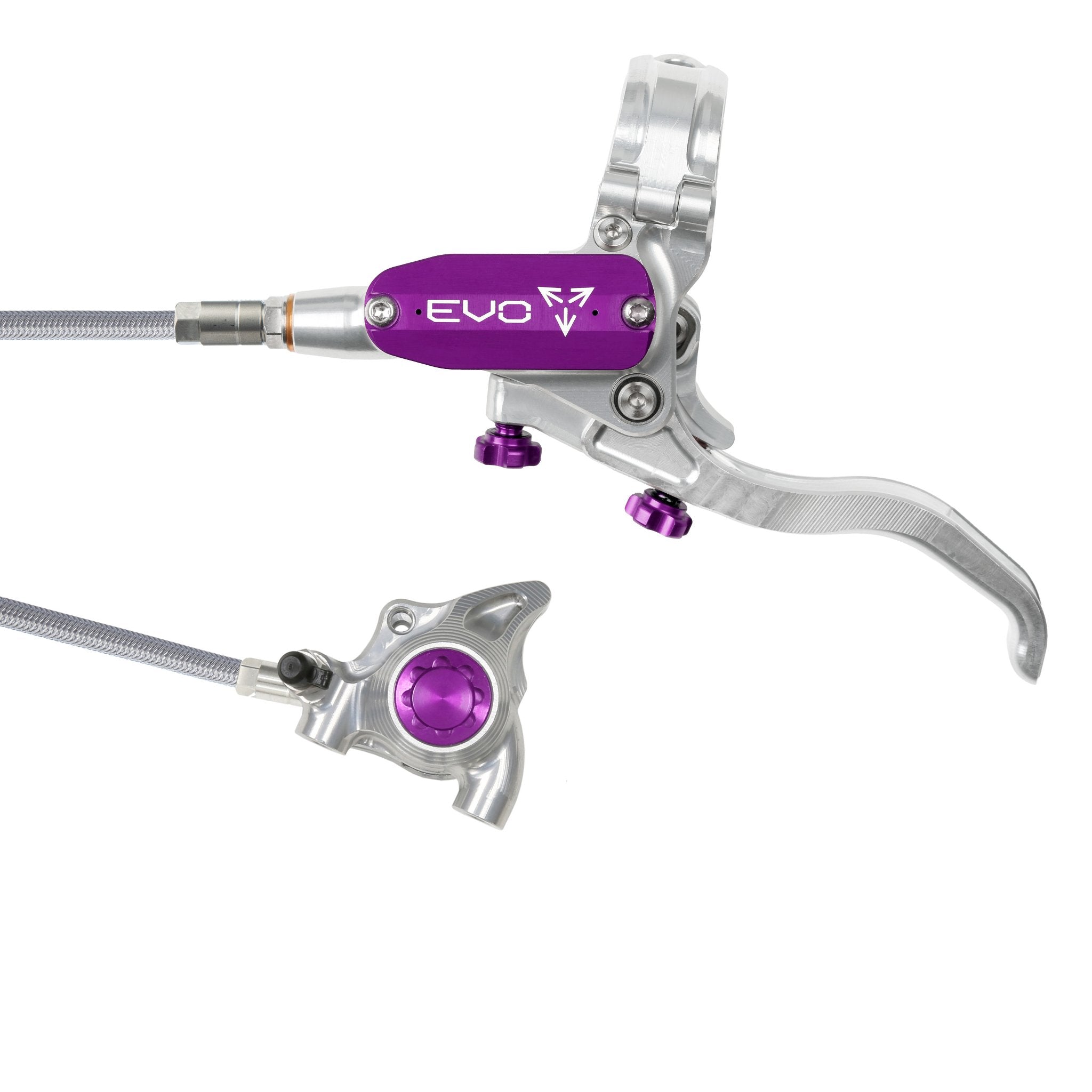 Hope EVO X2 Flat Mount Disc Brake Silver/Purple / Left Hand / Braided