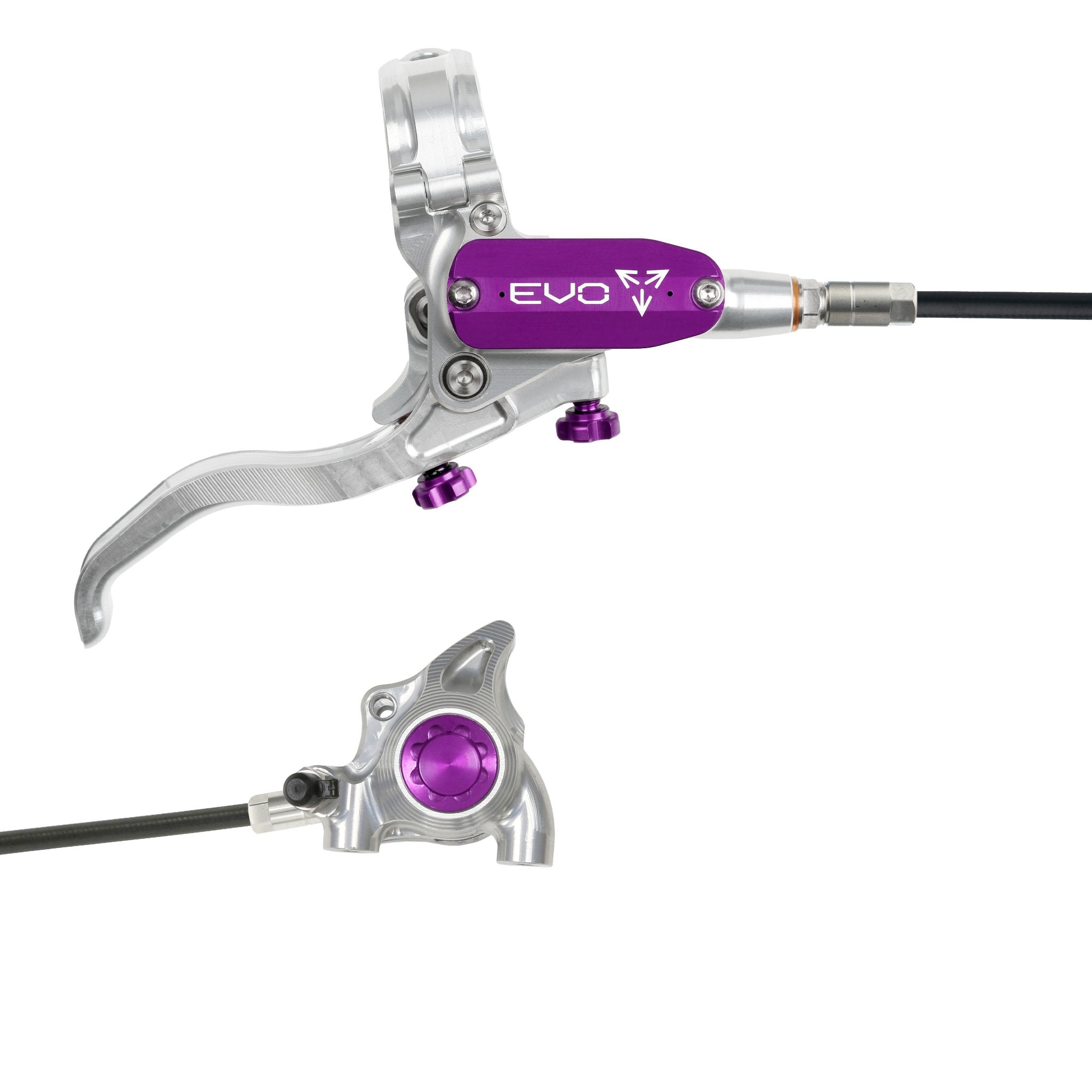 Hope EVO X2 Flat Mount Disc Brake Silver/Purple / Right Hand / Black Hose