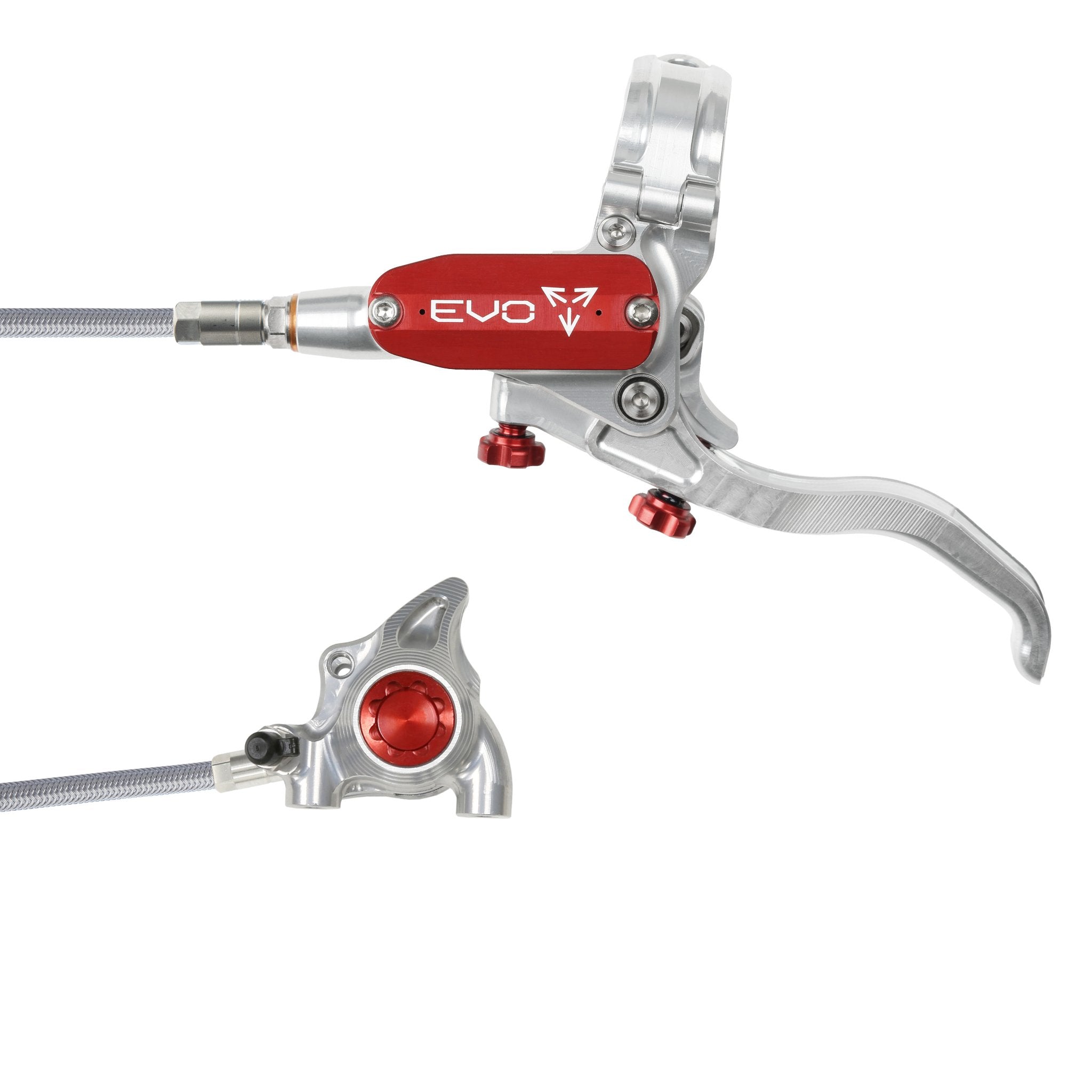 Hope EVO X2 Flat Mount Disc Brake Silver/Red / Left Hand / Braided