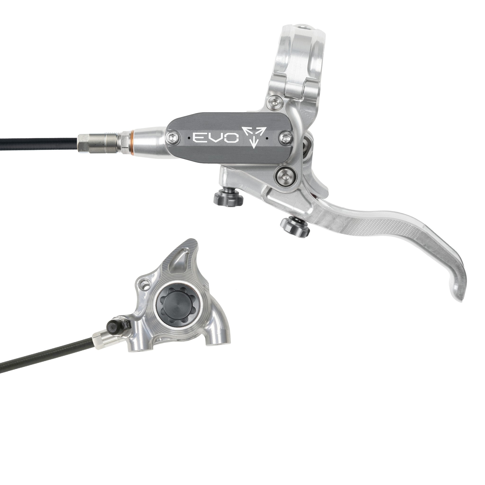 Hope EVO X2 Flat Mount Disc Brake Silver/Smoke / Left Hand / Black Hose