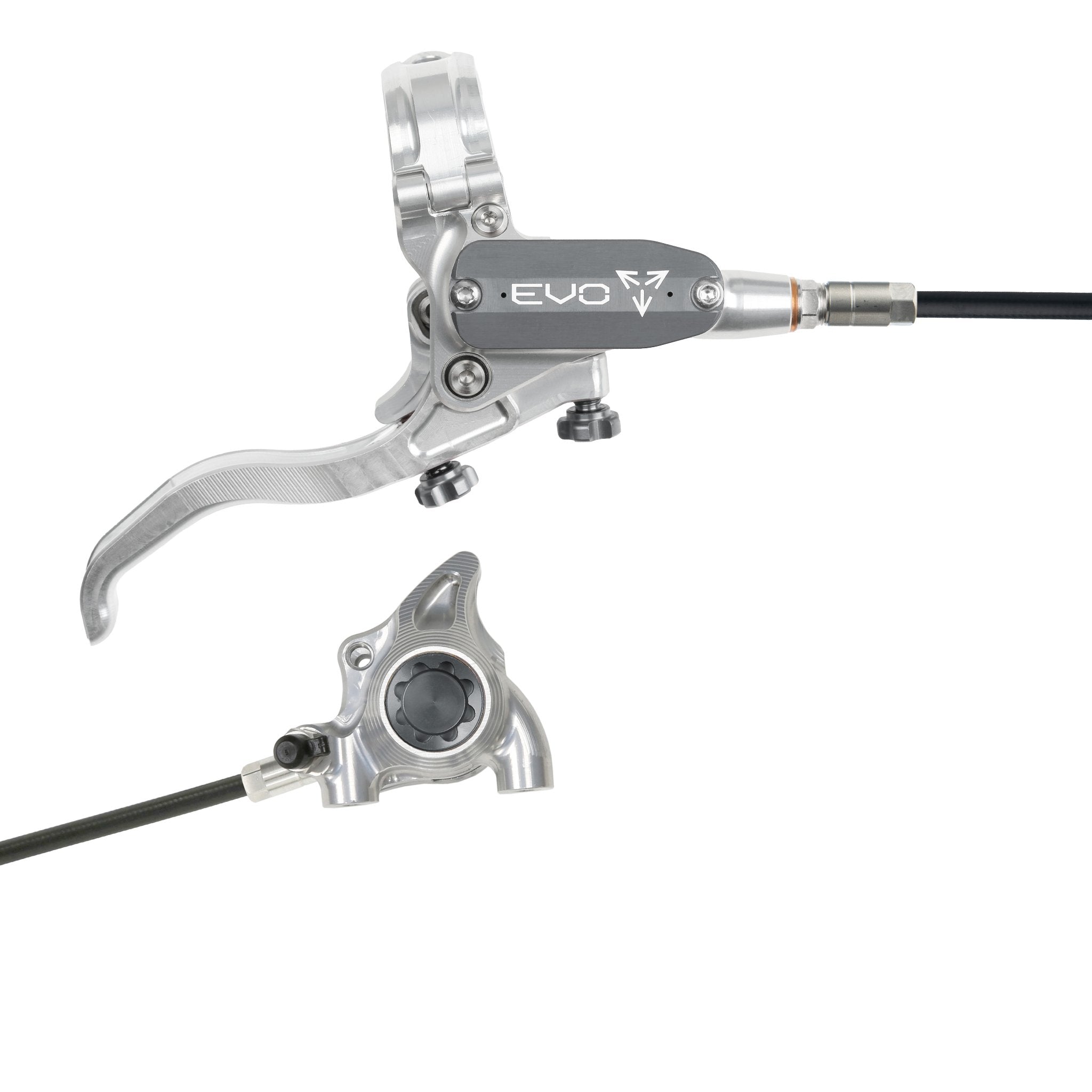 Hope EVO X2 Flat Mount Disc Brake Silver/Smoke / Right Hand / Black Hose