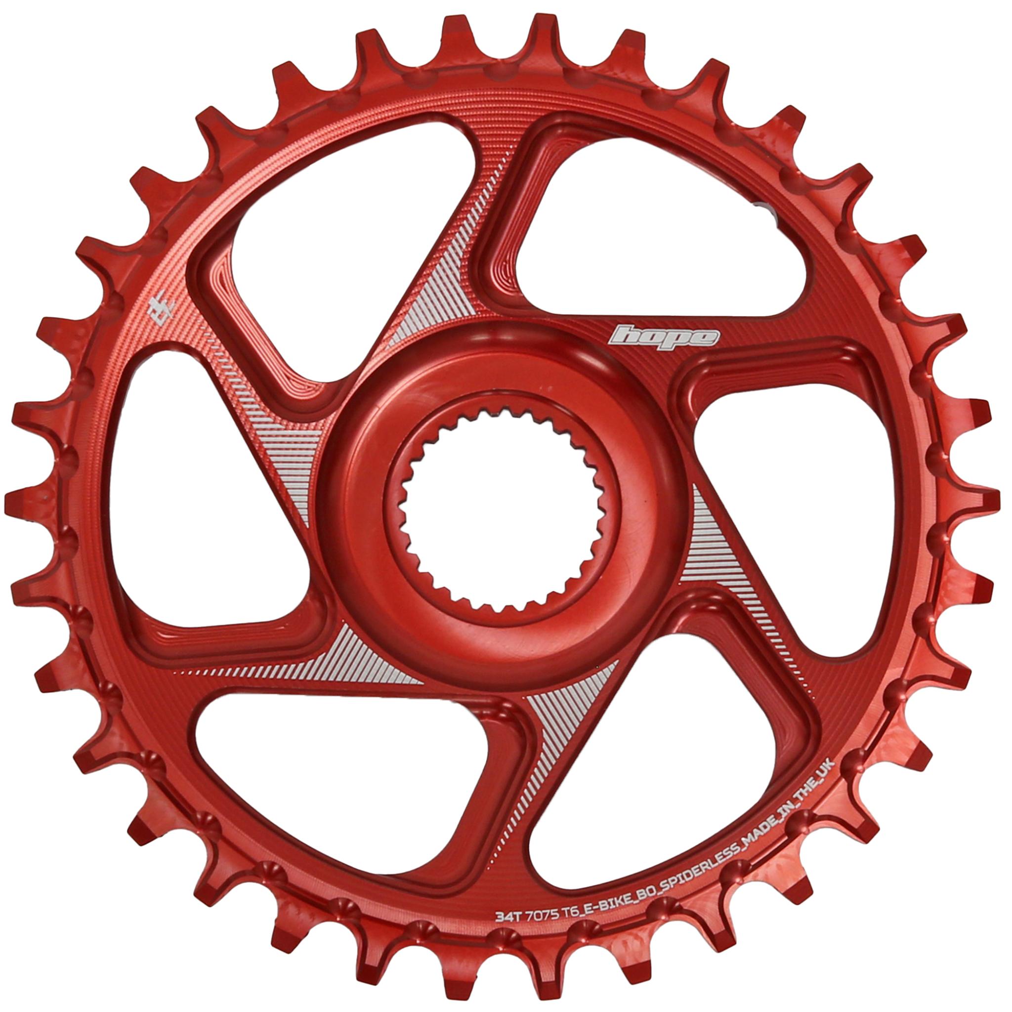 Hope R22 E-Bike Spiderless Retainer Ring - Bosch Gen 4 (52mm) Red / 34T