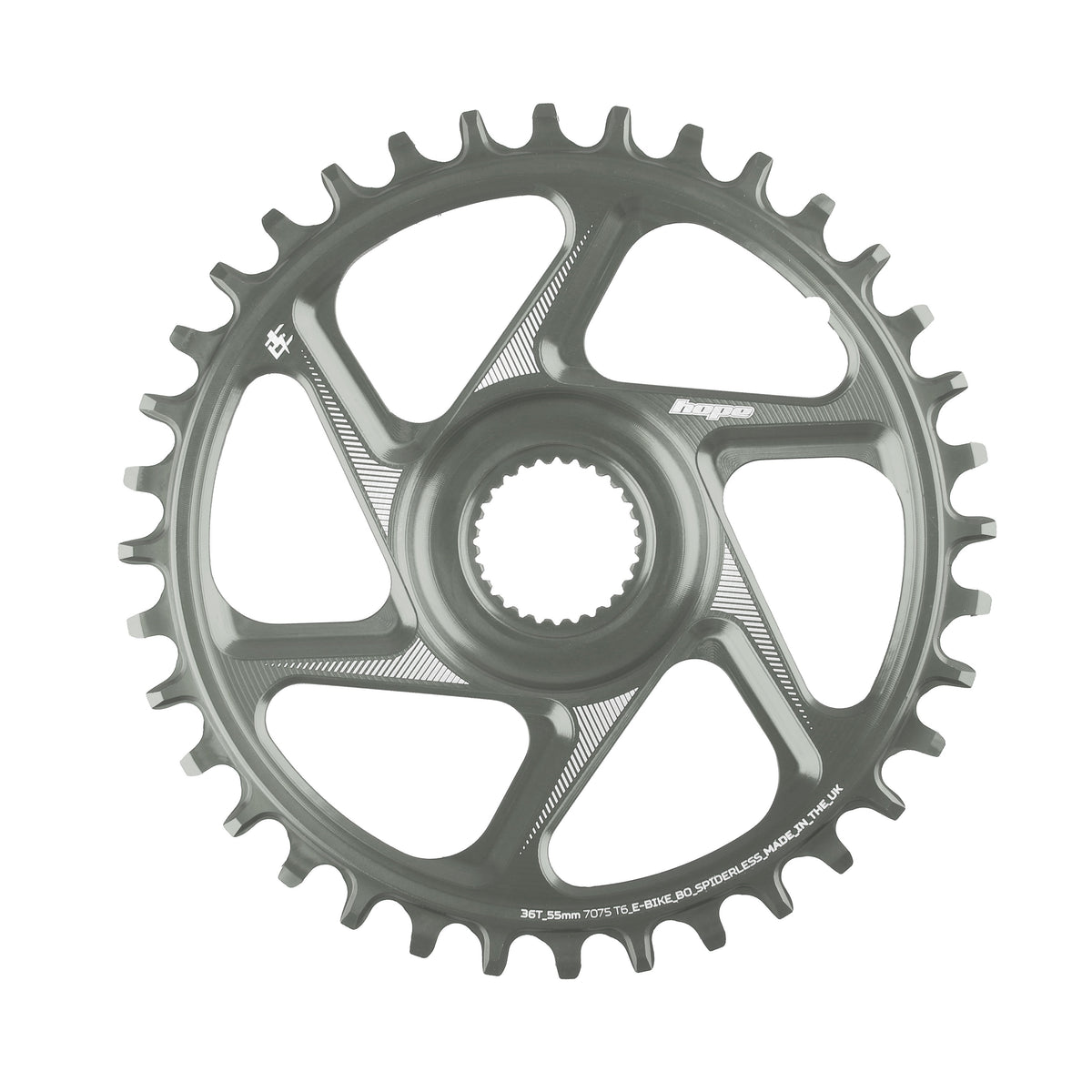 Hope R22 E-Bike Spiderless Retainer Ring - Bosch Gen 4 (55mm Wide) 34T / Smoke