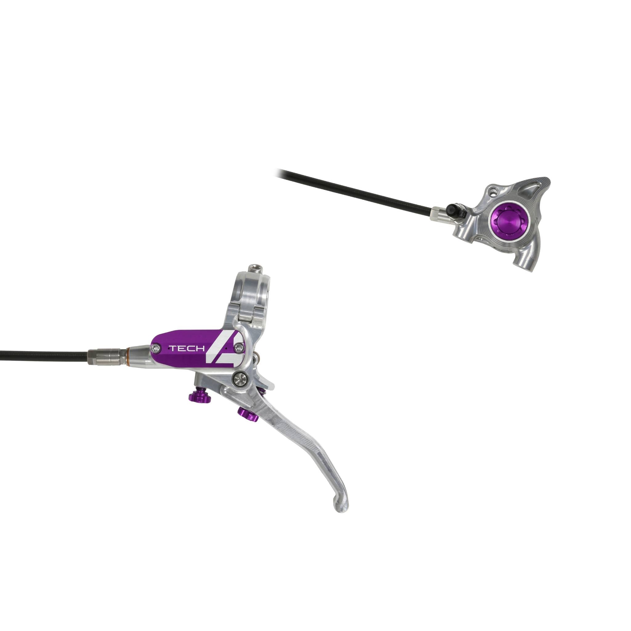 Hope Tech 4 X2 Flatmount Disc Brake Silver/Purple / Left Hand