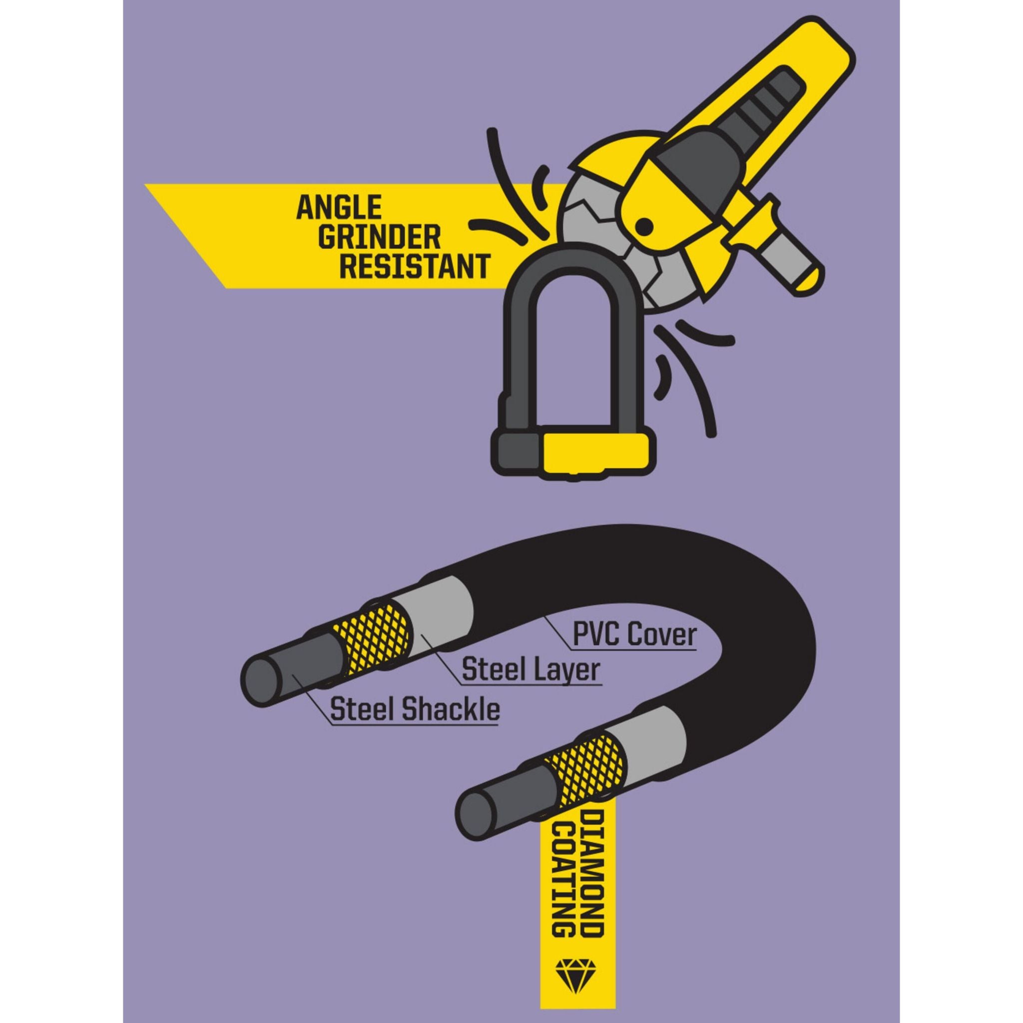 Kryptonite New York Diamond Angle Grinder Resistant U-Lock Sold Secure Diamond Yellow