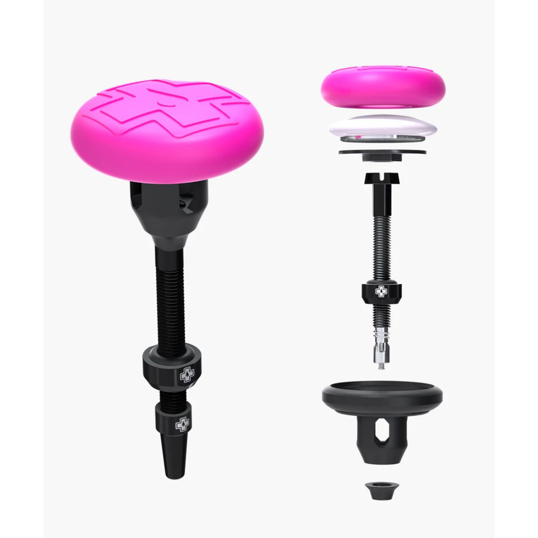 Muc-Off Stealth Tubeless Tag Holder & 44mm Valve Kit Black/Pink