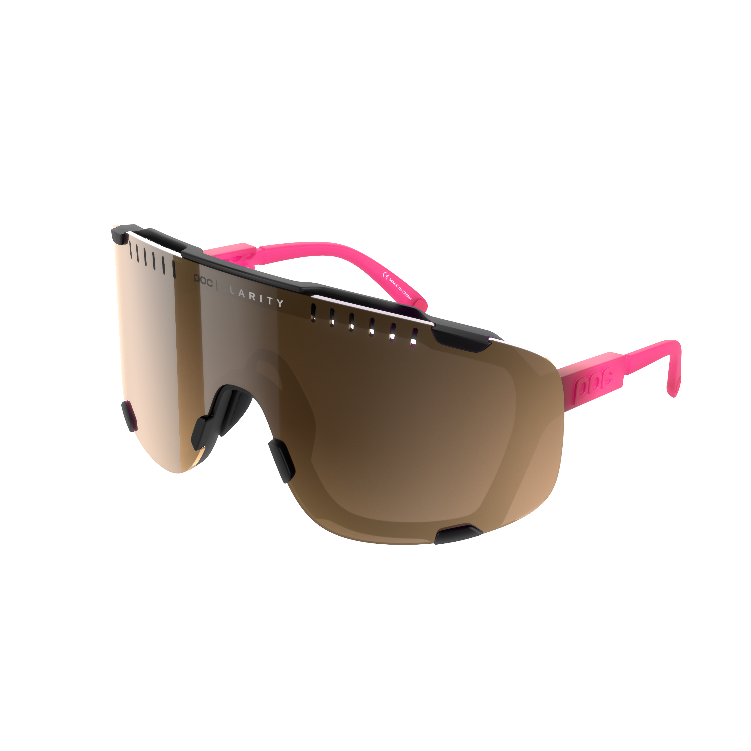 POC Devour Sunglasses Fluorescent Pink/Uranium Black Translucent / Brown/Silver Mirror