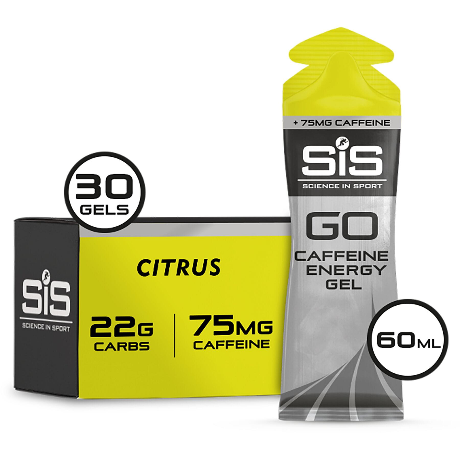 Science in Sport GO Energy+ Caffeine Gel (30 box) Citrus / Box of 30