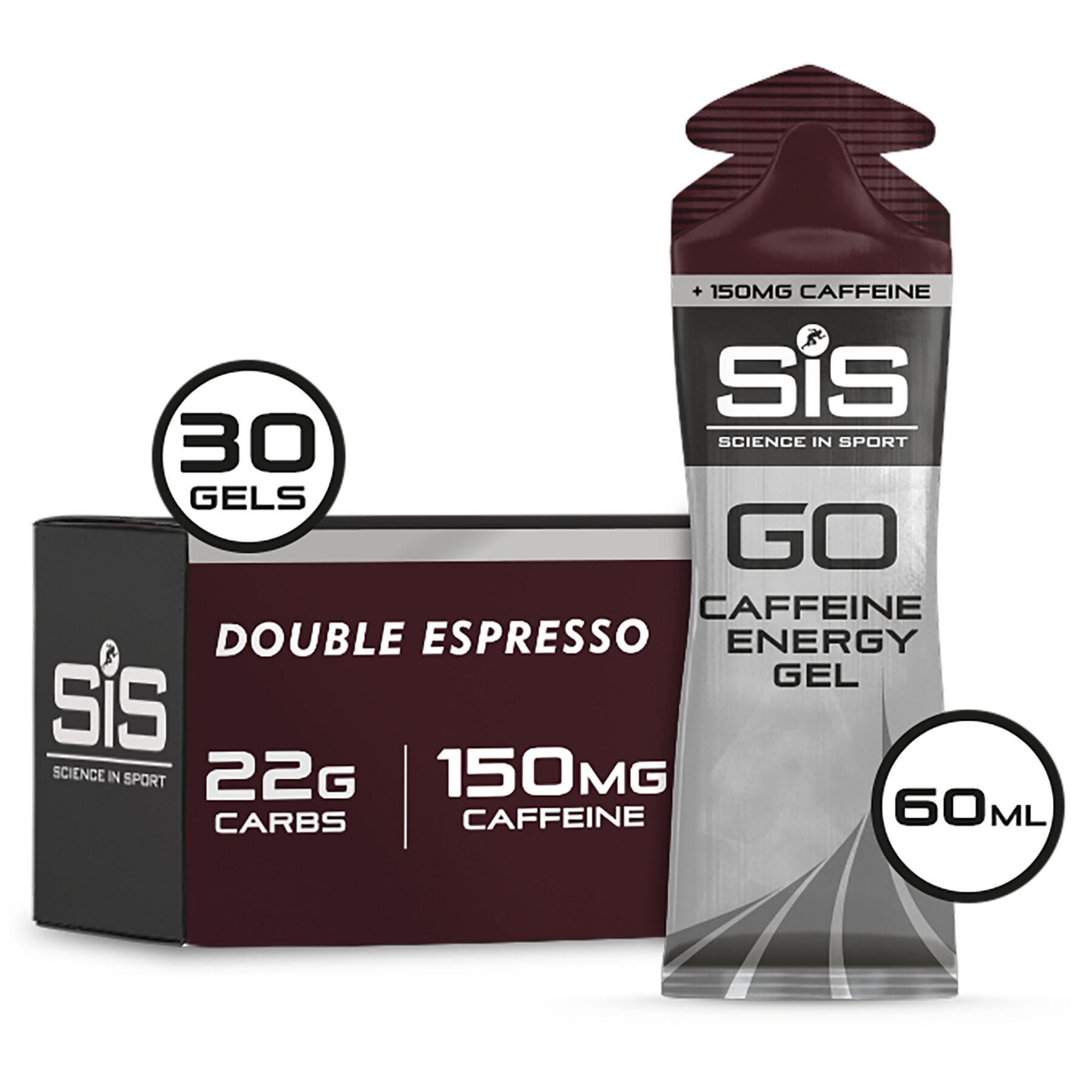 Science in Sport GO Energy+ Caffeine Gel (30 box) Double Espresso / Box of 30