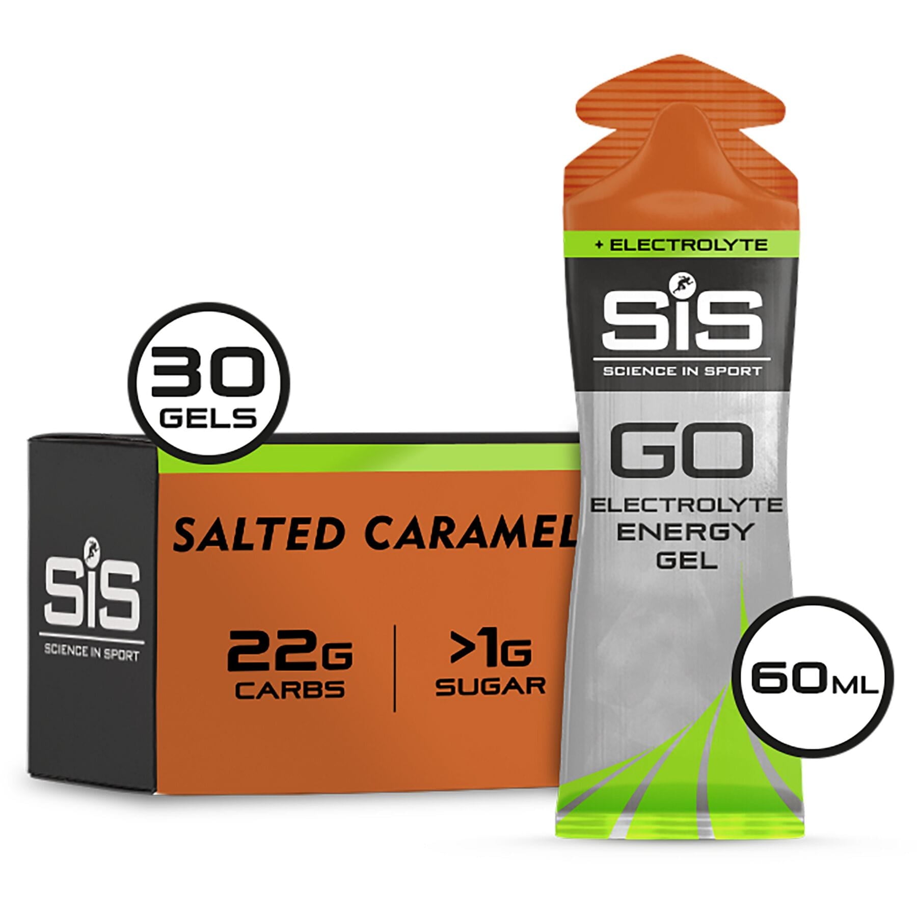 Science in Sport GO Energy+ Electrolyte Gel (30 Box) Salted Caramel / Box of 30