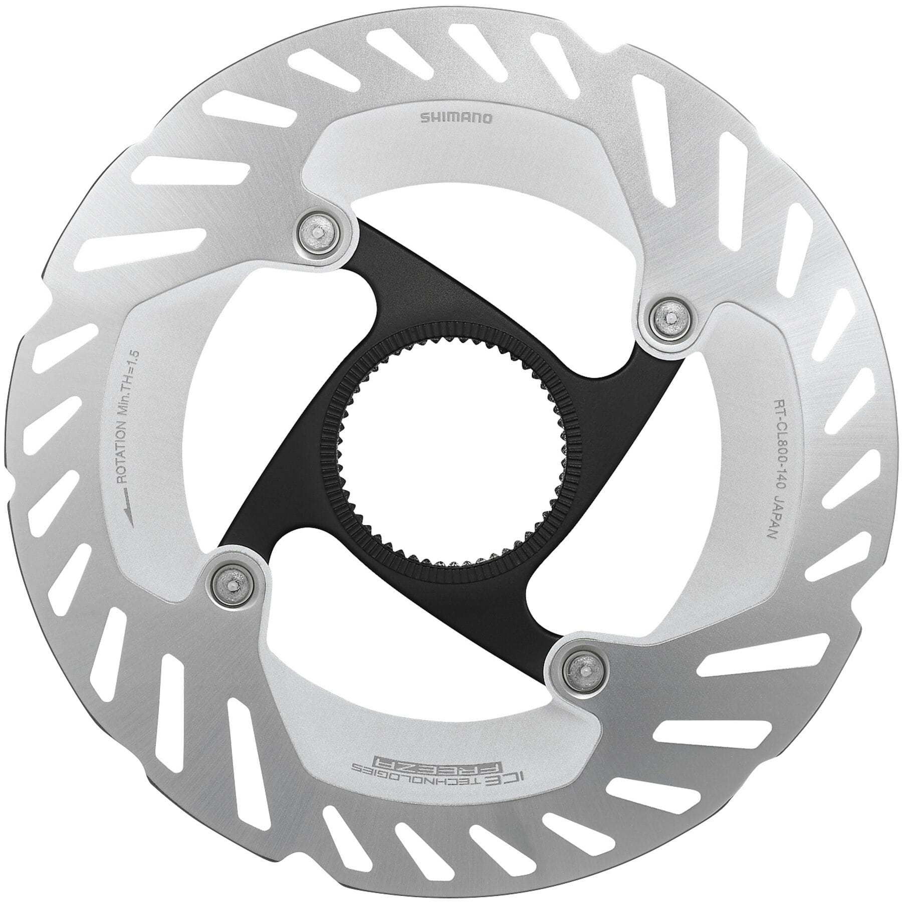 Shimano Ultegra/XT RT-CL800 Ice Tech FREEZA Centre Lock Disc Brake Rotor External Lockring Silver / Black / 140mm
