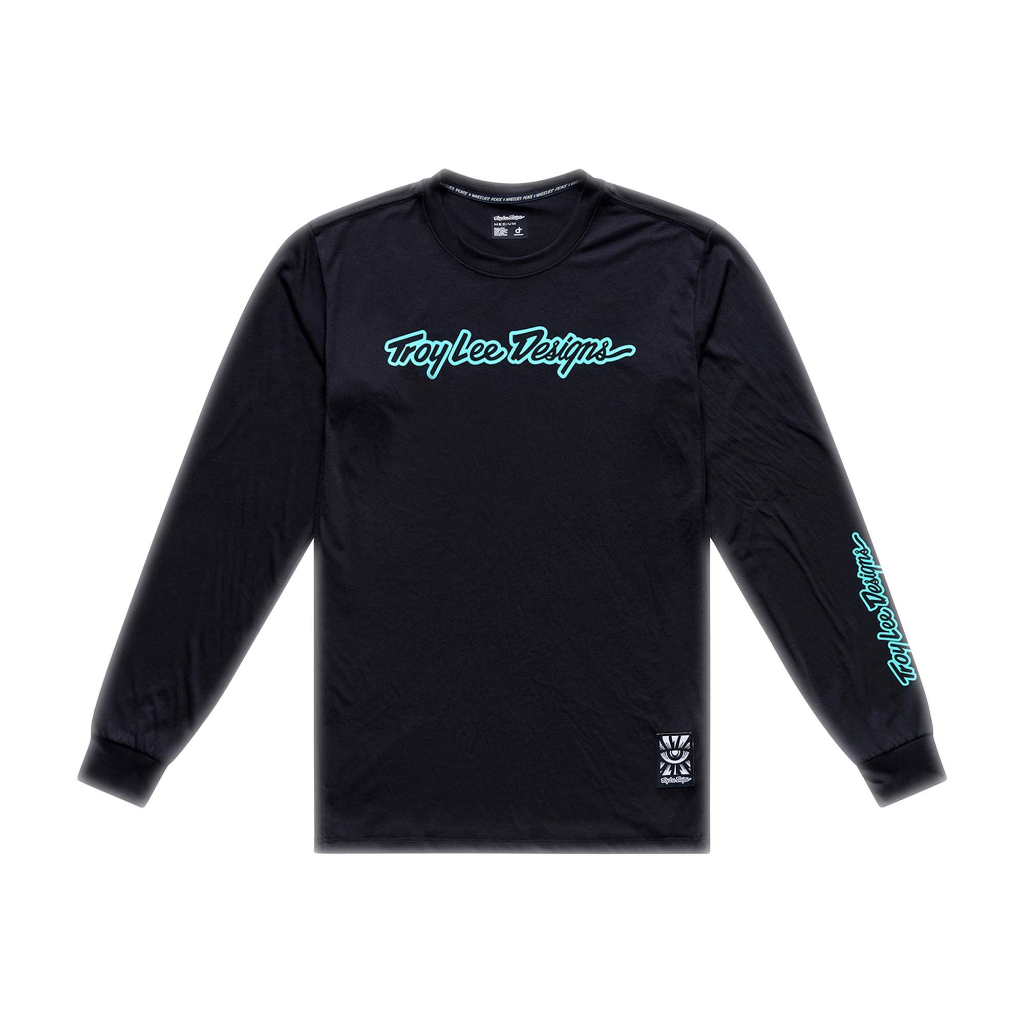 Skyline Ride Long Sleeve Tee Signature - Black/Real Teal / S