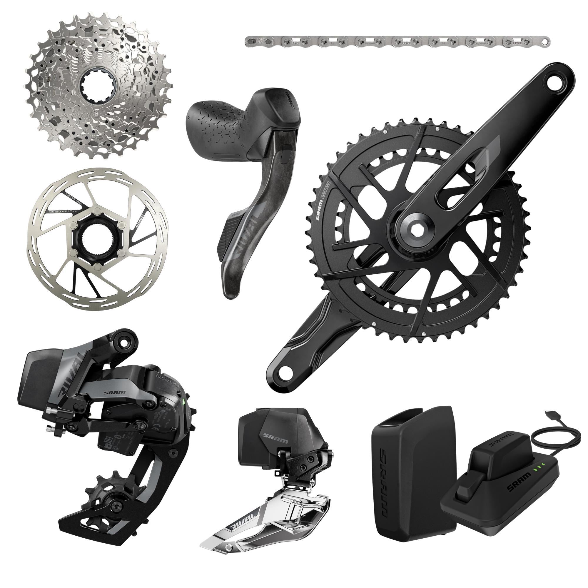 SRAM Rival AXS E1 2X Groupset Black / 160mm