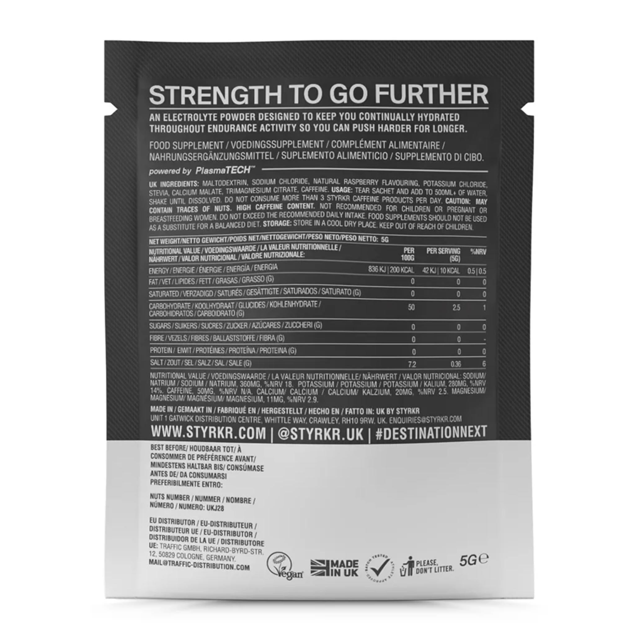 STYRKR SLT05 Caffeine Quad-Blend Electrolyte Powder 6 x 5g Sachets